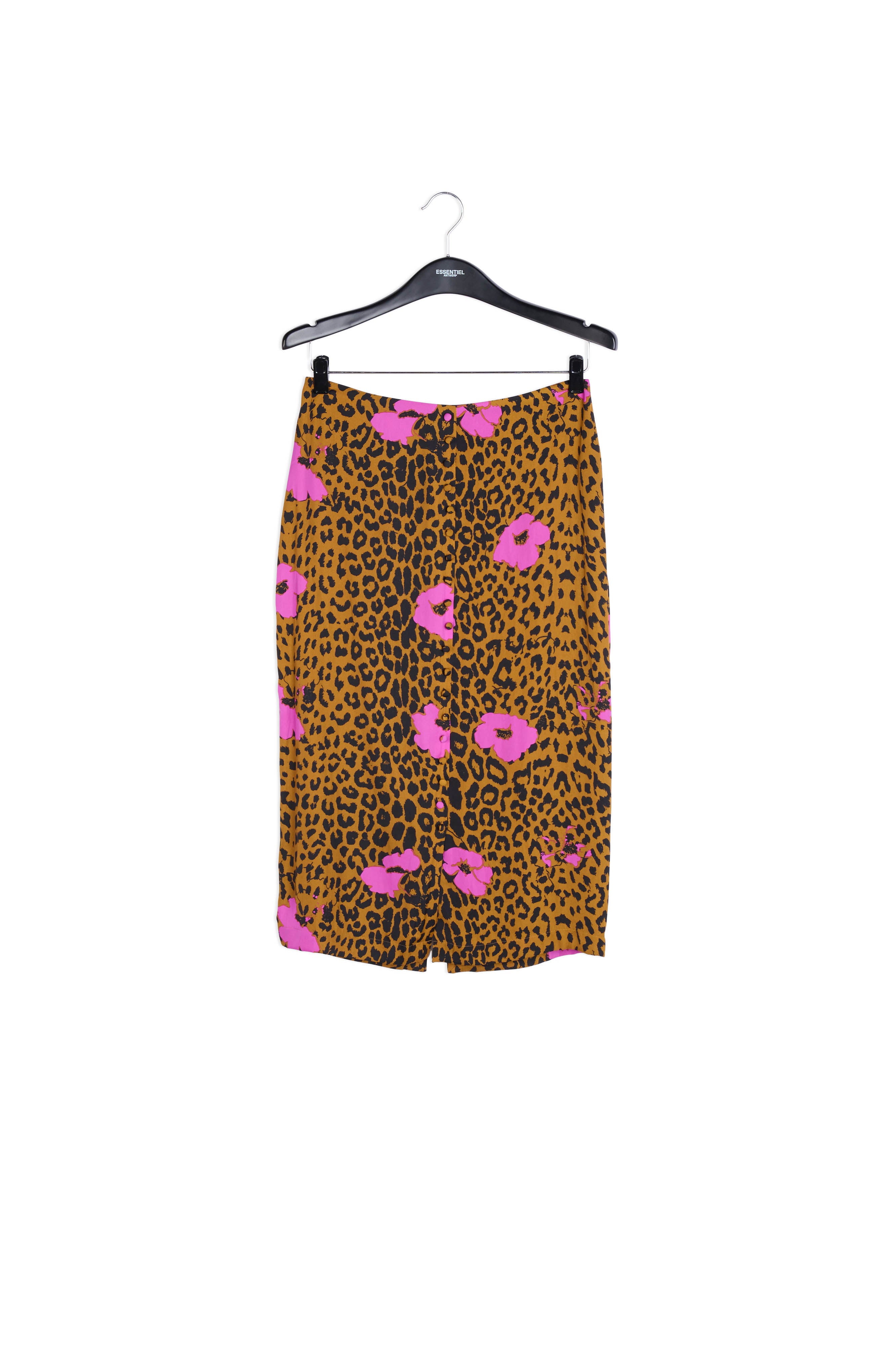 Leopard print and pink floral midi pencil skirt RE—SSENTIEL | Essentiel second hand