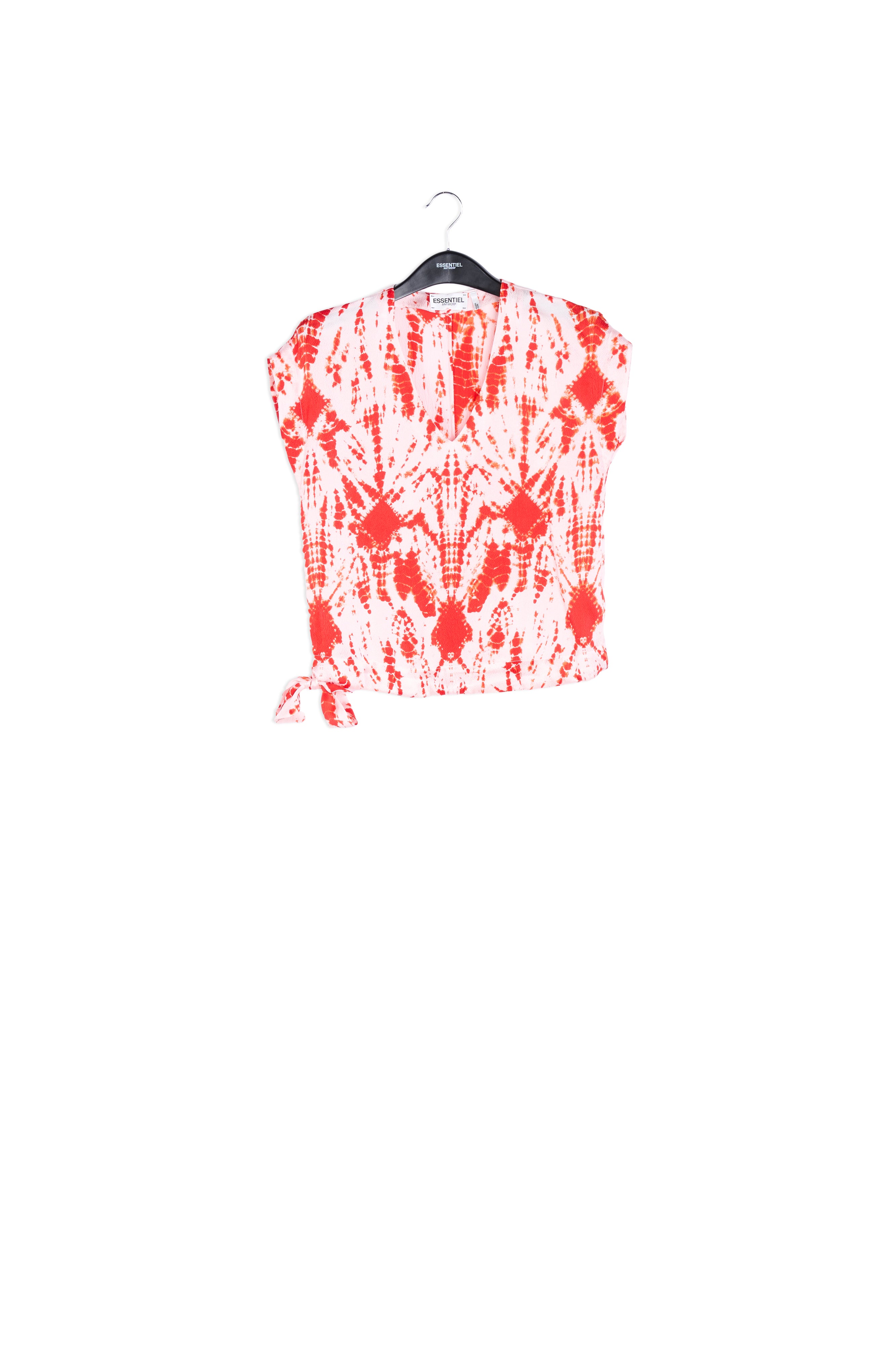 Top en soie tie-dye blanc cassé et vert RE—SSENTIEL | Essentiel second hand