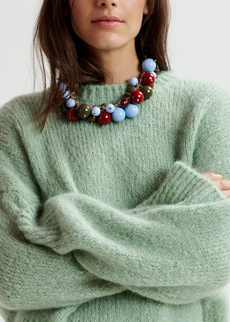 Light green turtleneck knit sweater RE—SSENTIEL | Essentiel second hand