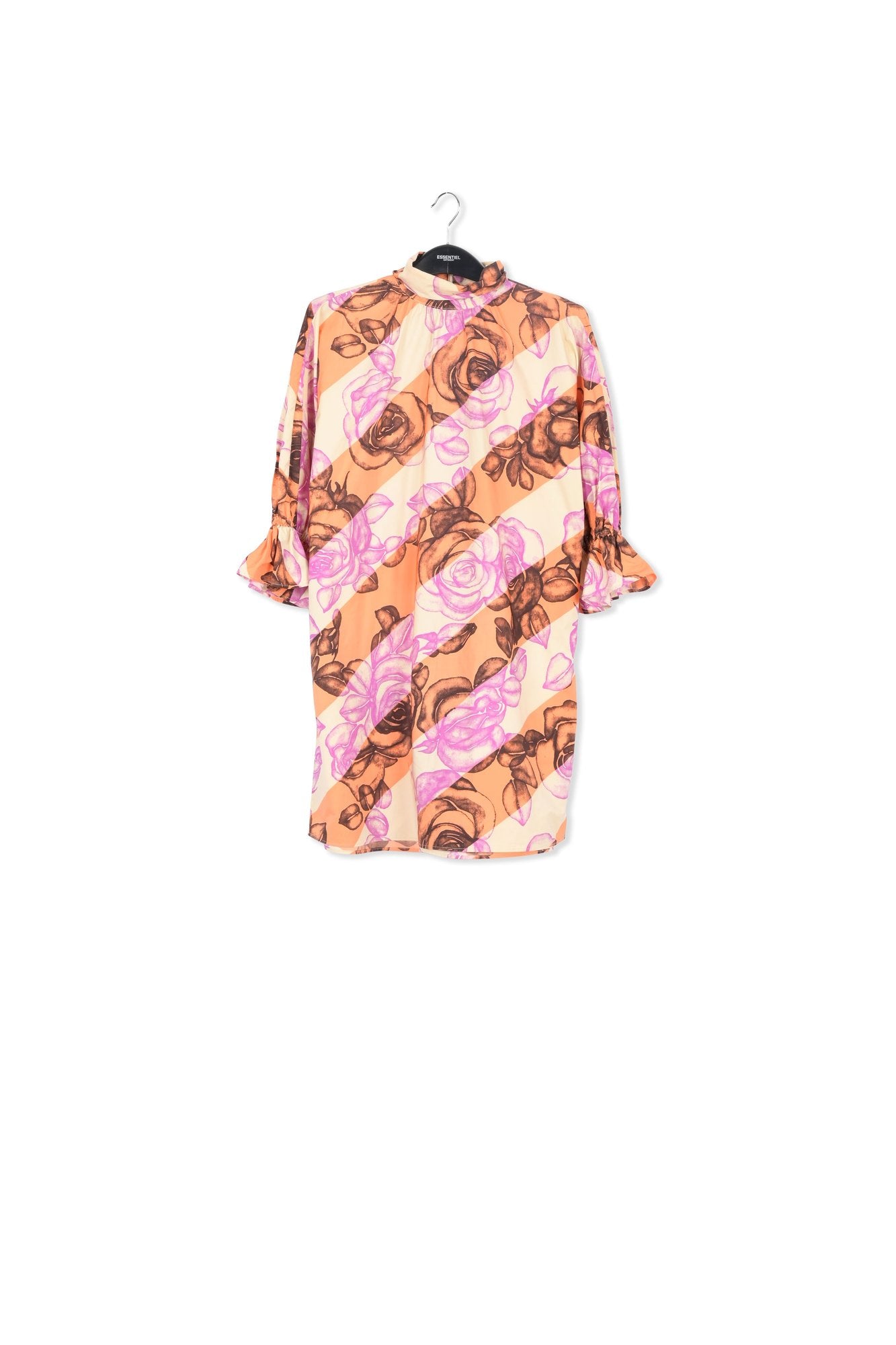 Light yellow, orange and purple mini dress with stand-up collar RE—SSENTIEL | Essentiel second hand