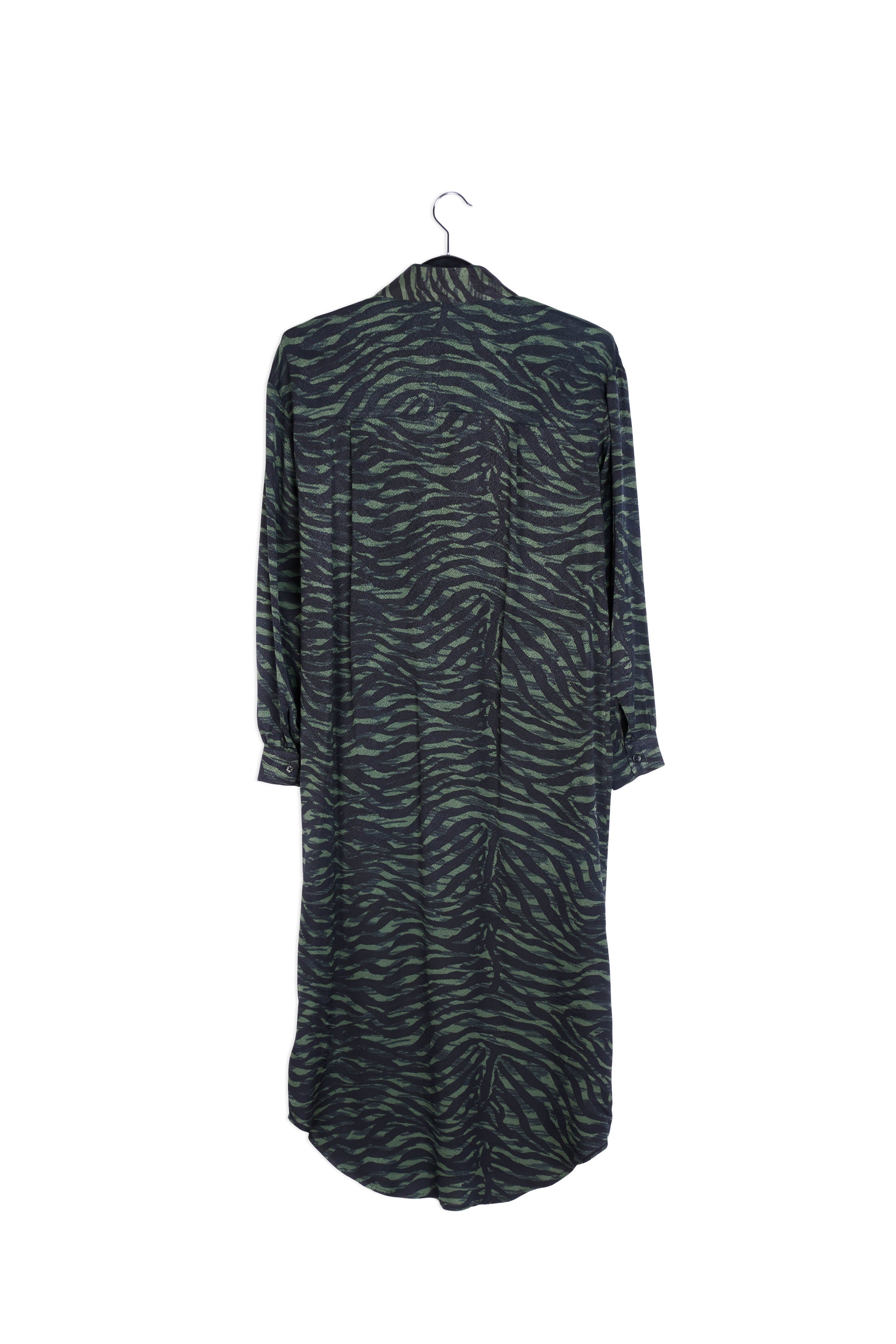 Midi-hemdjurk met groene en zwarte zebraprint RE—SSENTIEL | Essentiel second hand