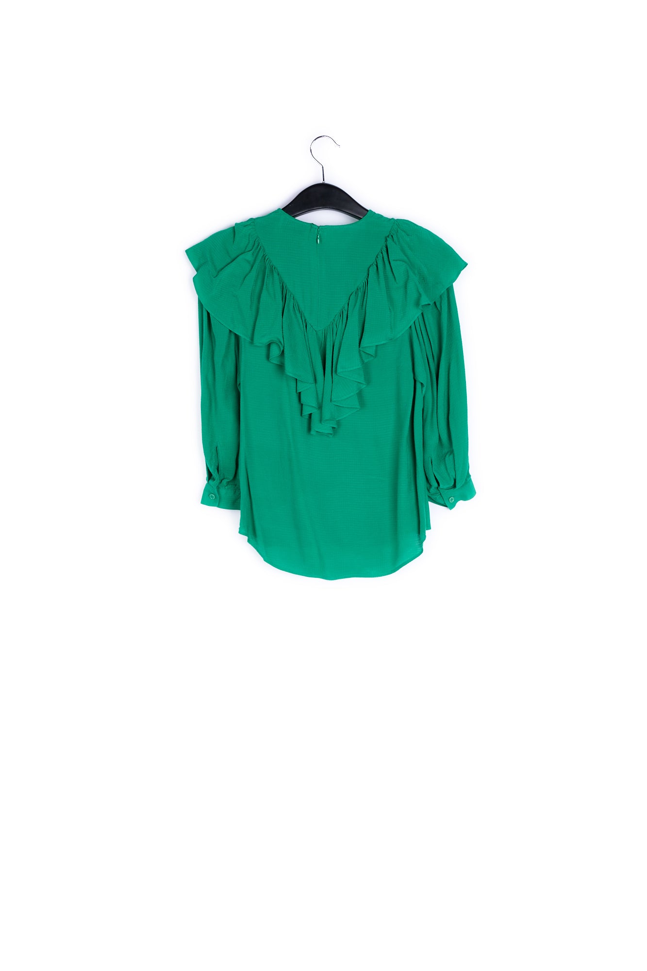 Green fluid loose-fit top with ruffles RE—SSENTIEL | Essentiel second hand