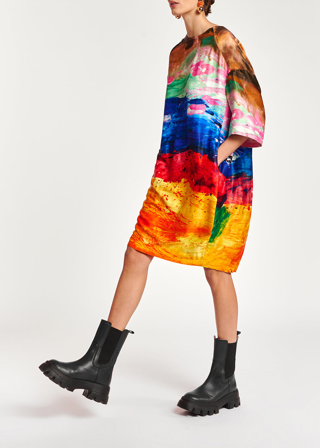 Multicolor paint brush print mini dress RE—SSENTIEL | Essentiel second hand