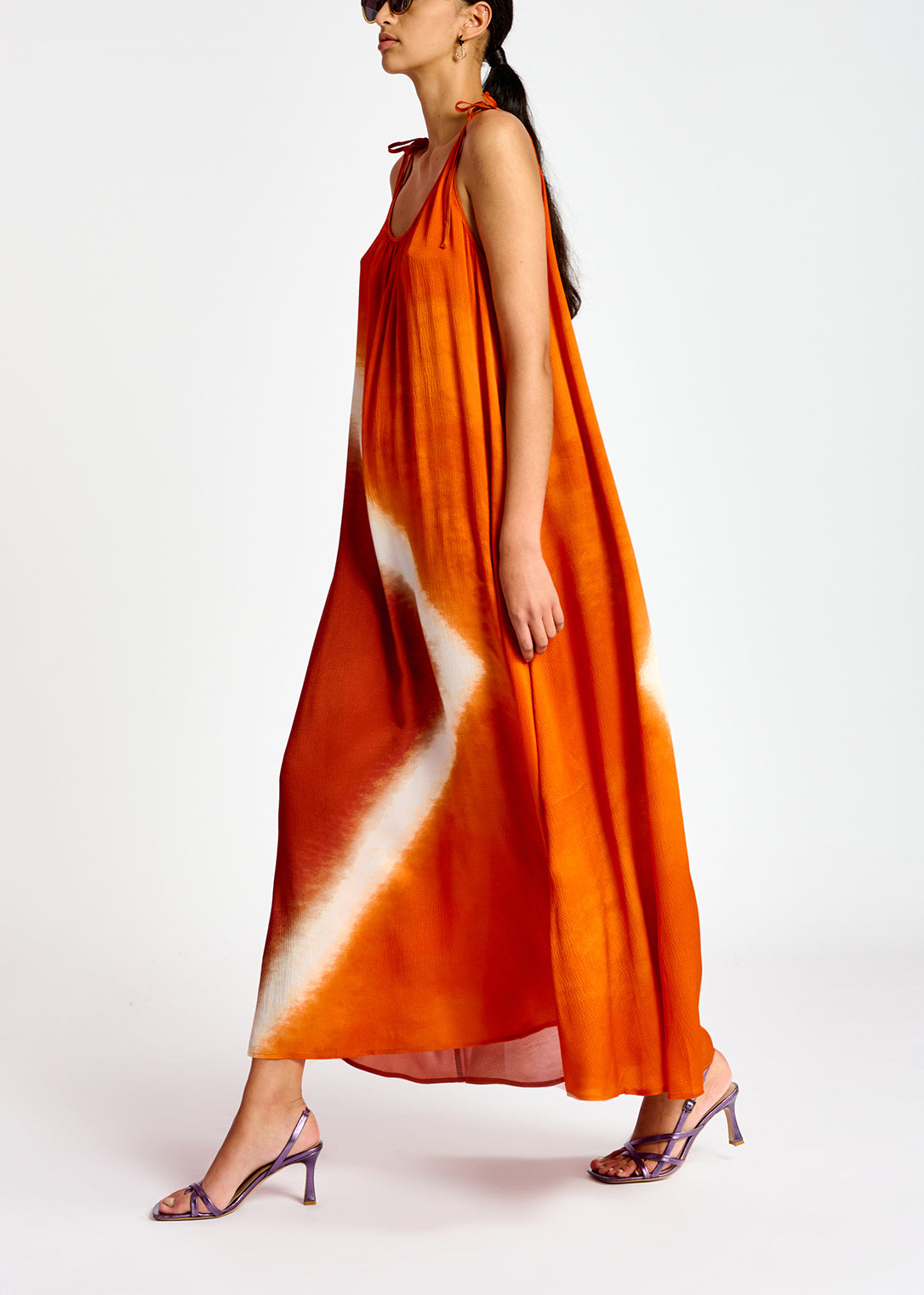 Orange strappy tie-dye maxi dress RE—SSENTIEL | Essentiel second hand
