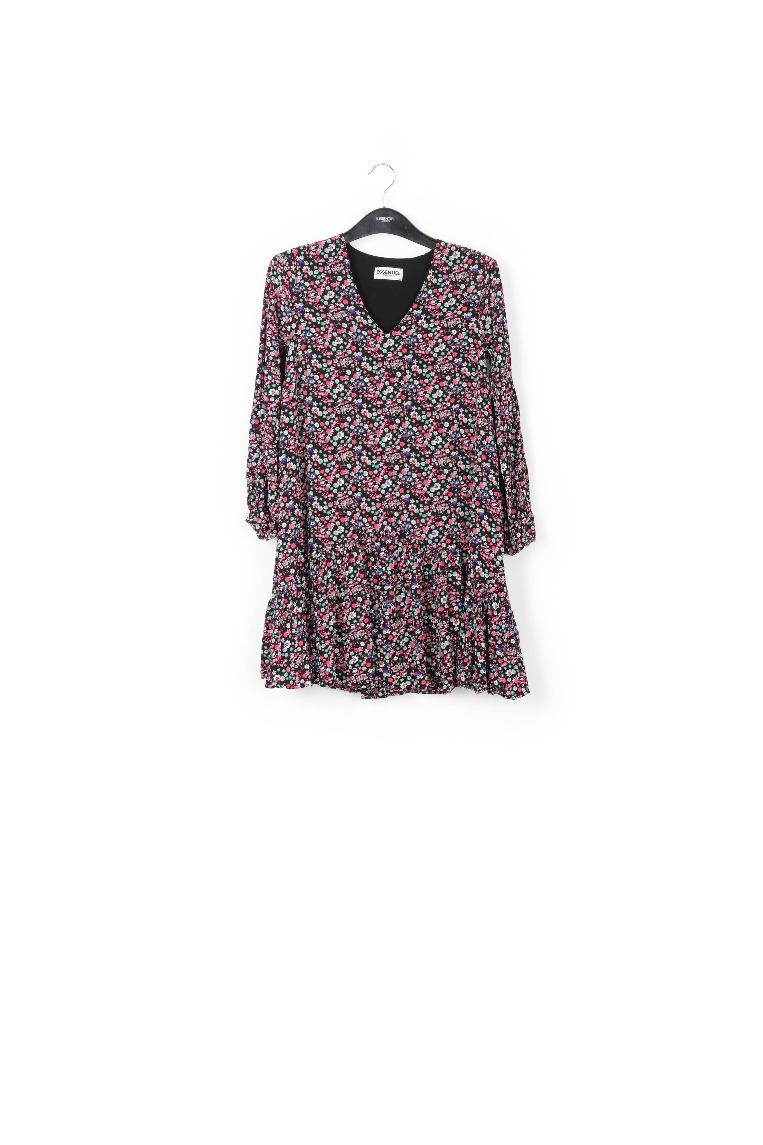 Black floral-print mini dress RE—SSENTIEL | Essentiel second hand