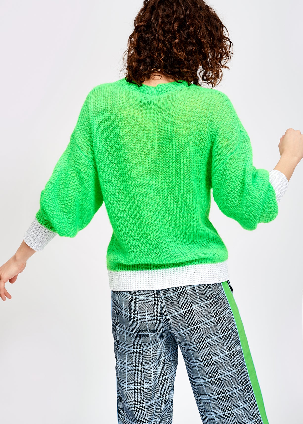 Bright green summer sweater with contrasting trims RE—SSENTIEL | Essentiel second hand