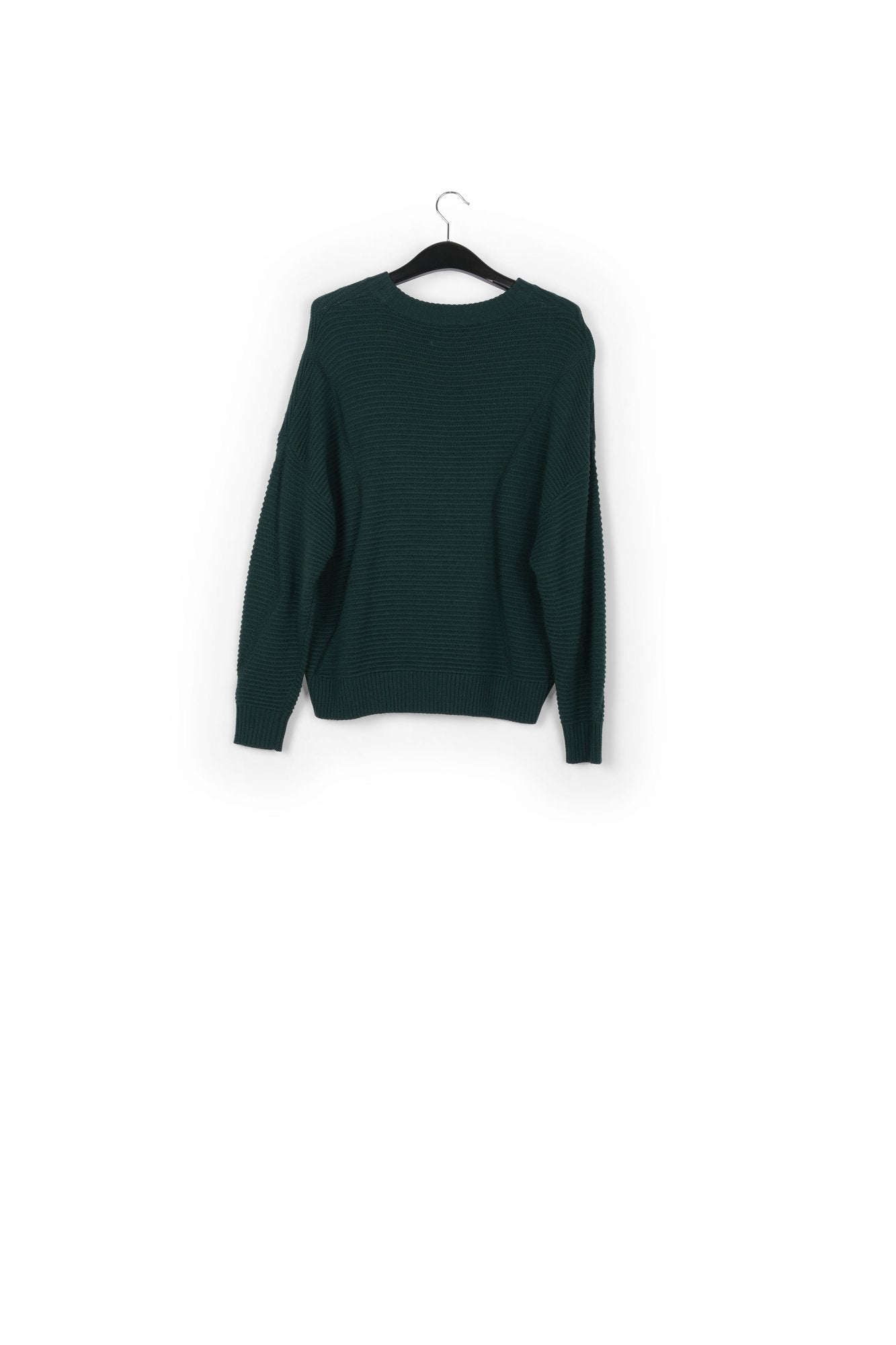 Pull en tricot côtelé vert foncé RE—SSENTIEL | Essentiel second hand