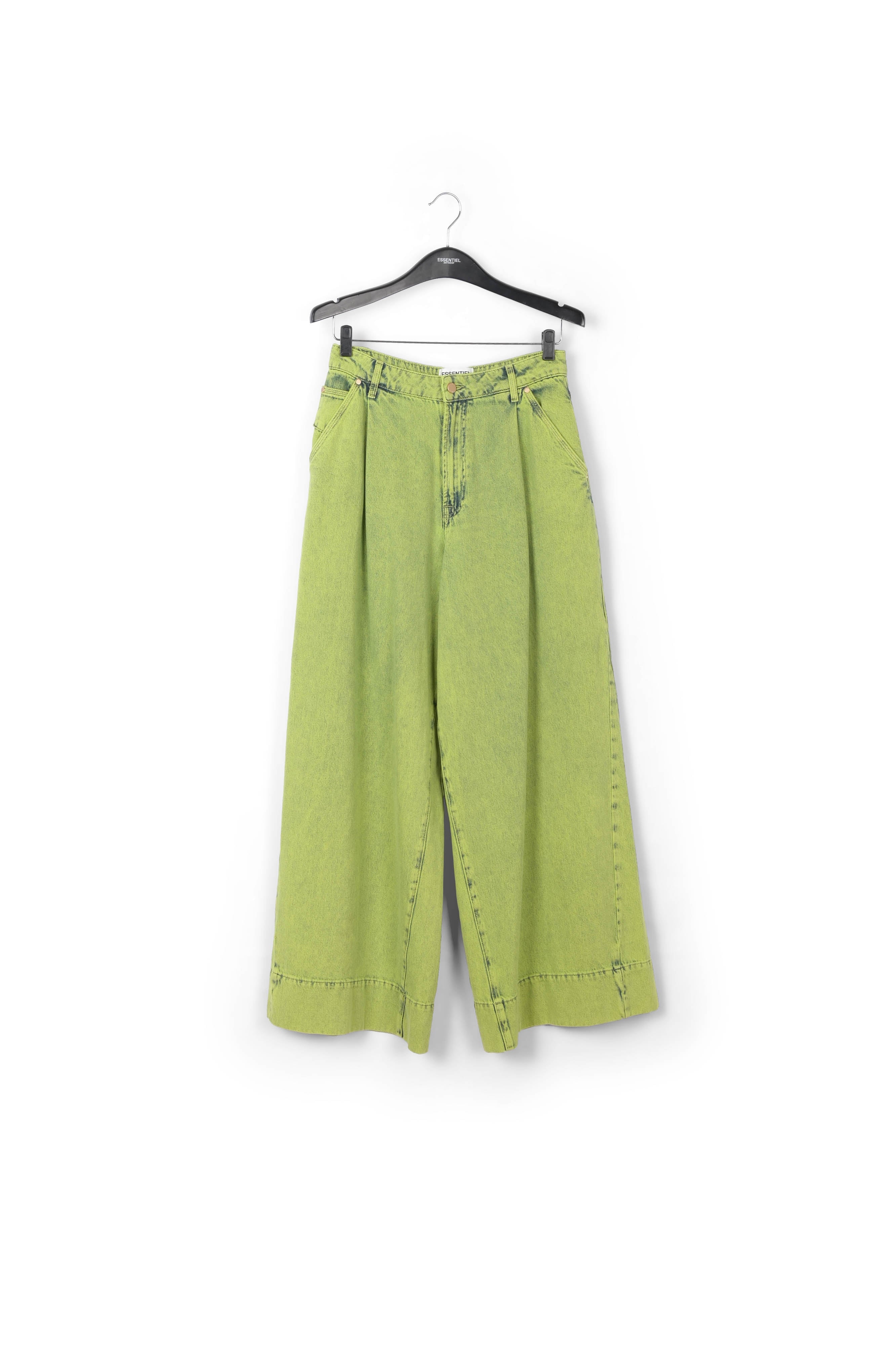 Lime green overdyed wide-leg jeans RE—SSENTIEL | Essentiel second hand