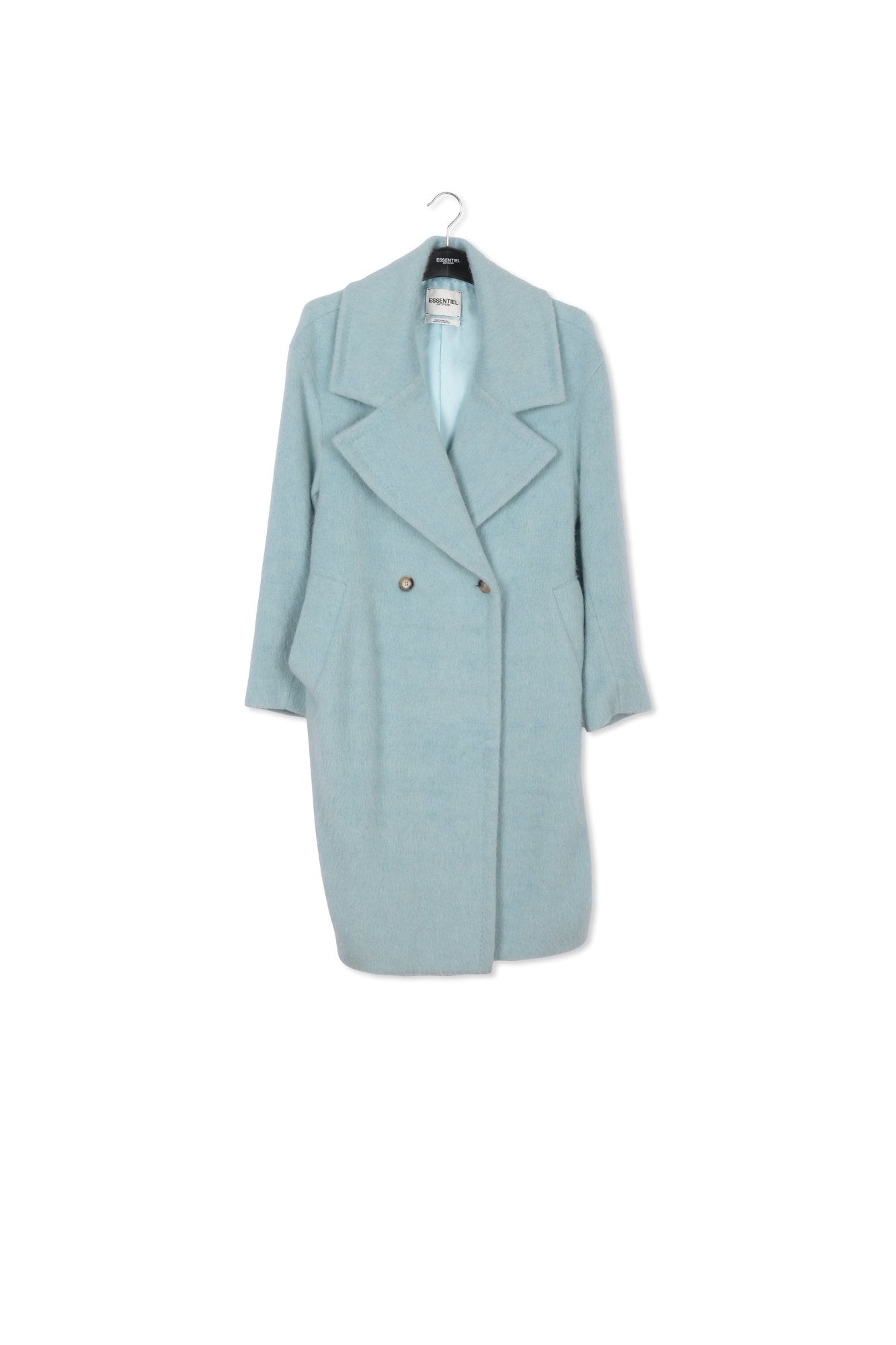 Light blue oversized recycled wool blend coat RE—SSENTIEL | Essentiel second hand