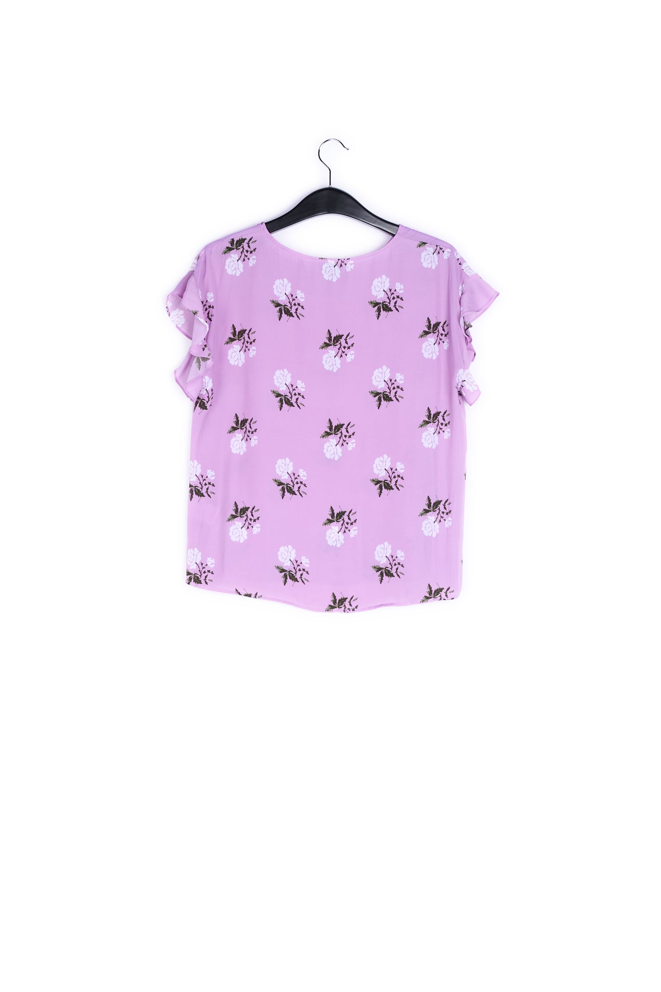 Pink flower print top with ruffled sleeves RE—SSENTIEL | Essentiel second hand