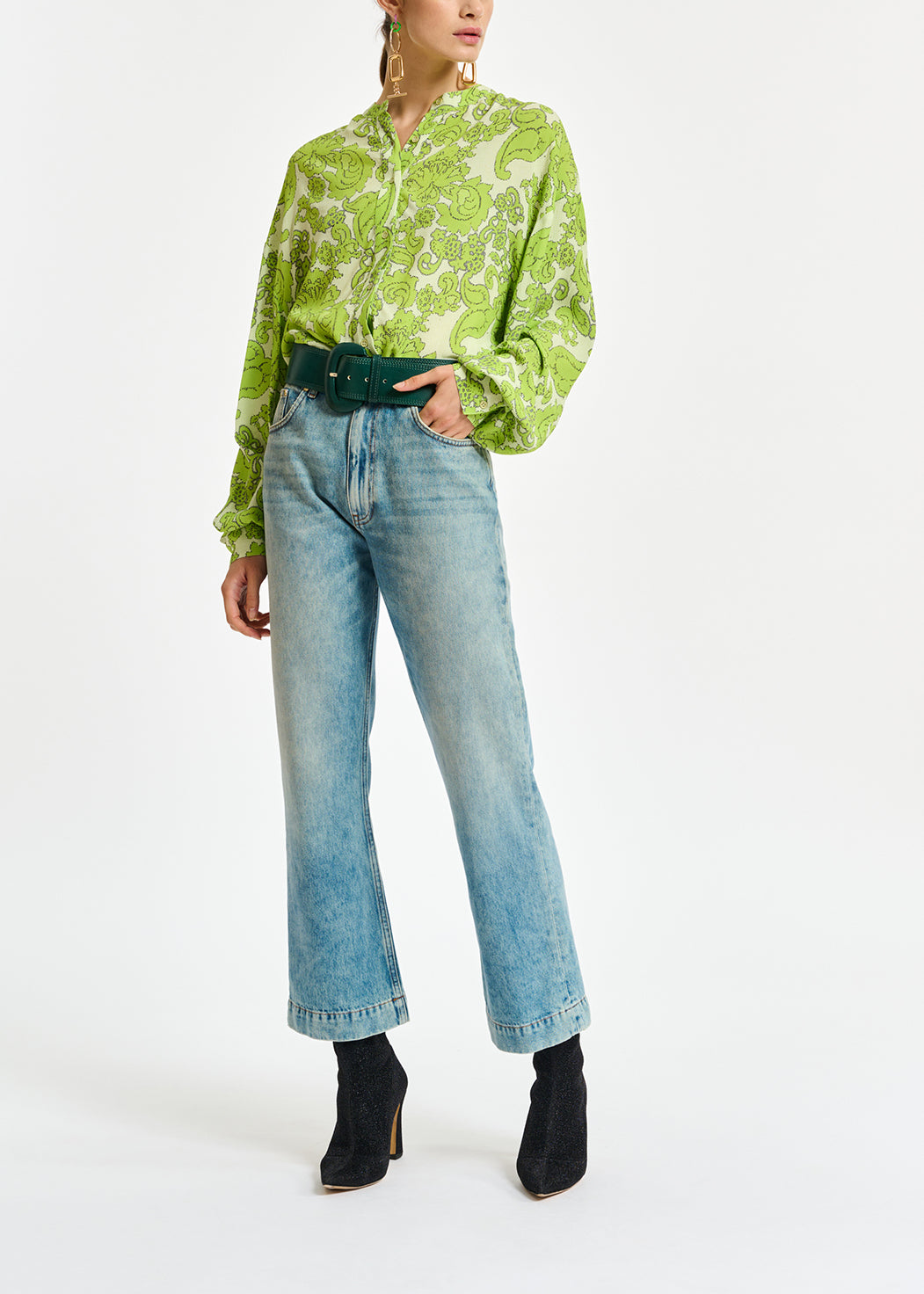 Chemise à imprimé fleuri vert RE—SSENTIEL | Essentiel second hand