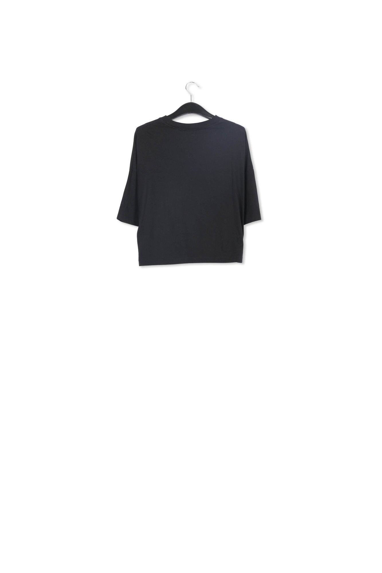 T-shirt court en coton bio noir à  broderie RE—SSENTIEL | Essentiel second hand