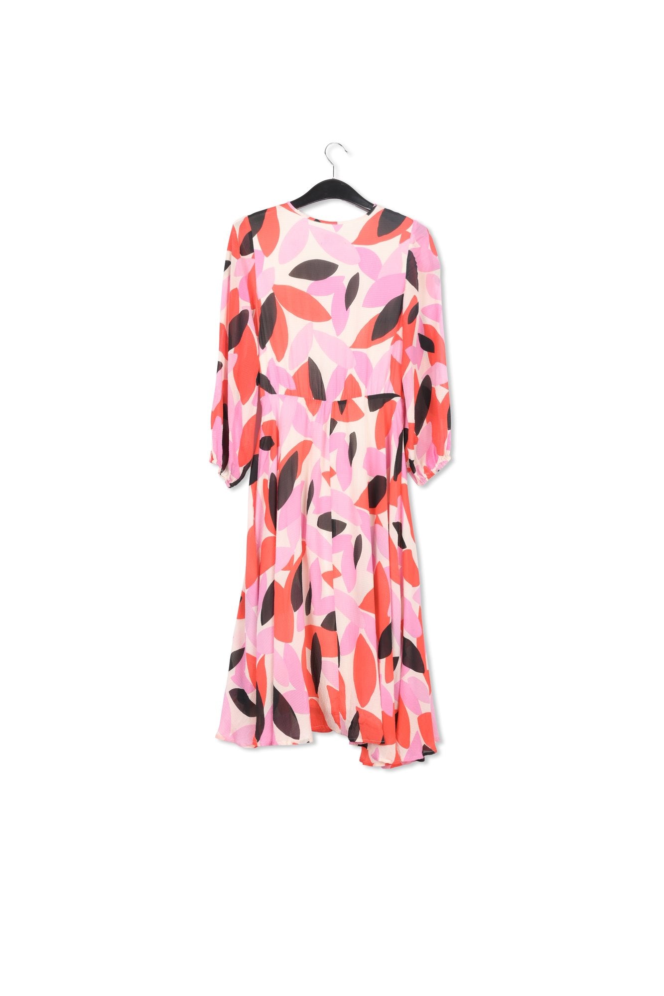 Off-white, red and pink abstract print midi-length dress RE—SSENTIEL | Essentiel second hand