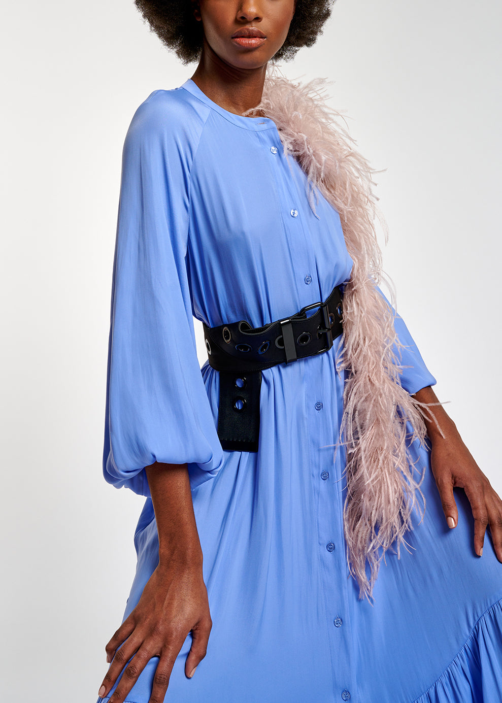 Blue long-sleeved maxi dress RE—SSENTIEL | Essentiel second hand