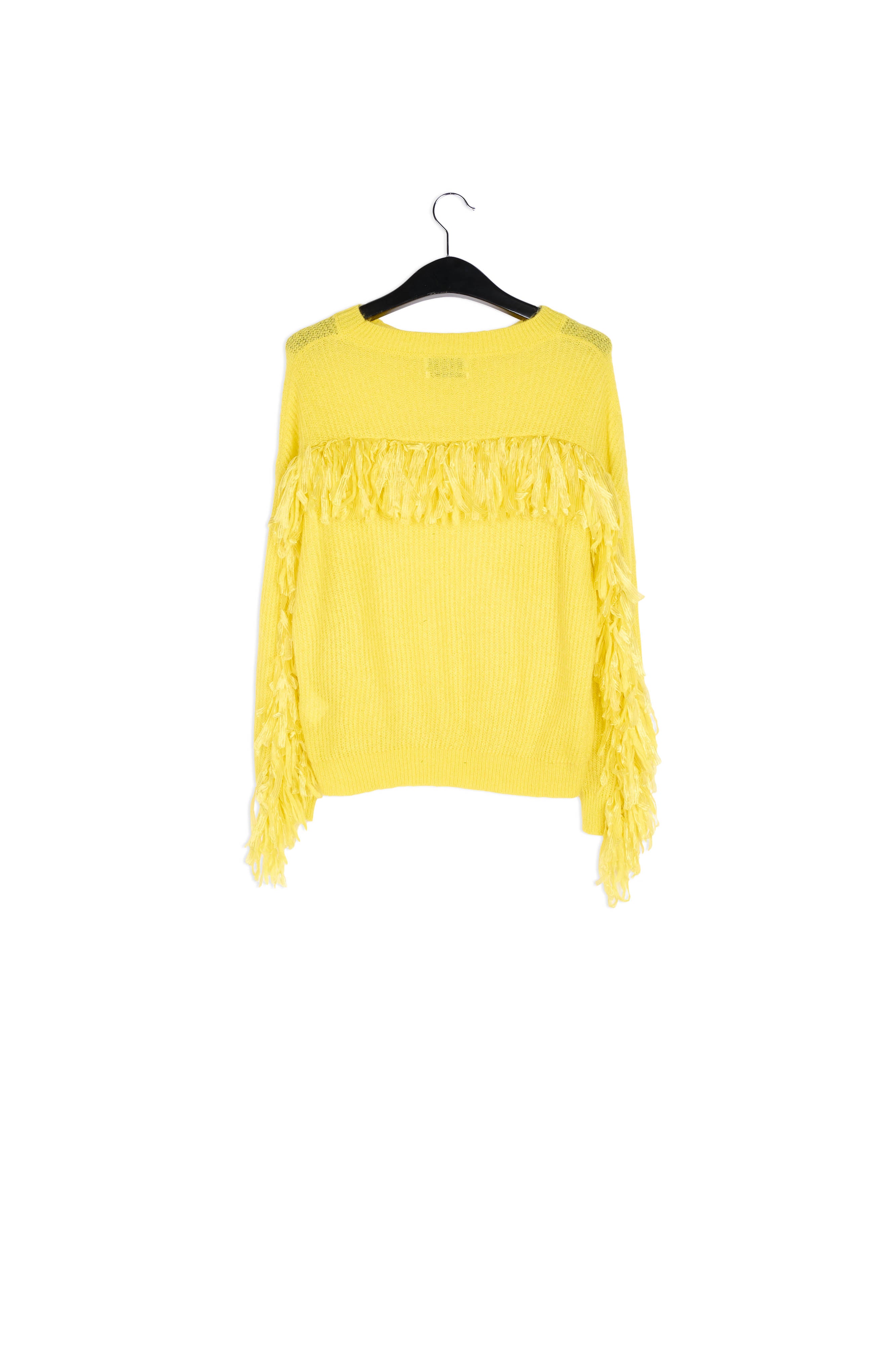 Yellow ribbed-knit sweater with fringed sleeves RE—SSENTIEL | Essentiel second hand