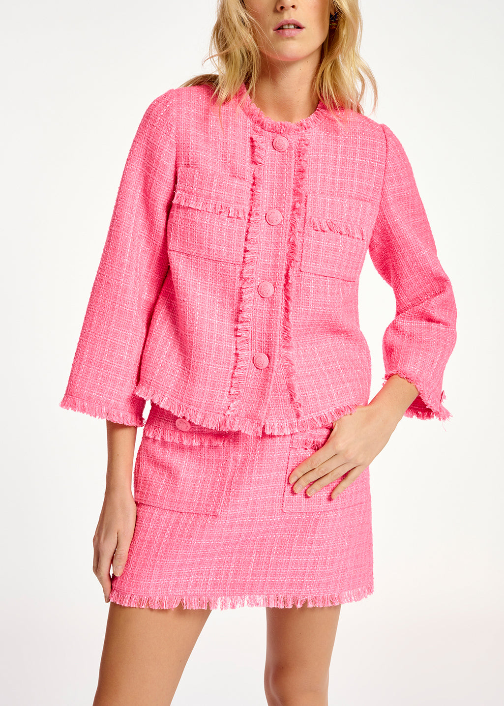 Veste en tweed rose néon RE—SSENTIEL | Essentiel second hand