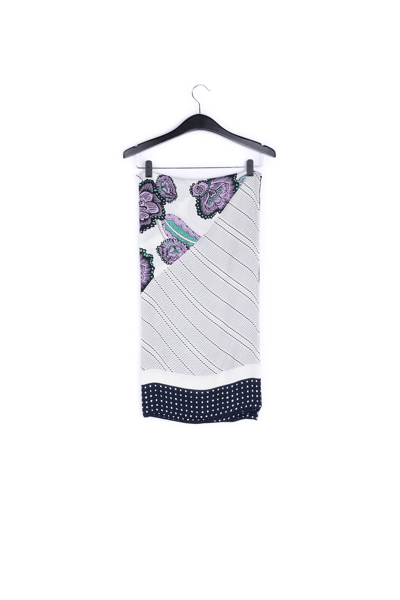 Large light blue patchwork scarf RE—SSENTIEL | Essentiel second hand