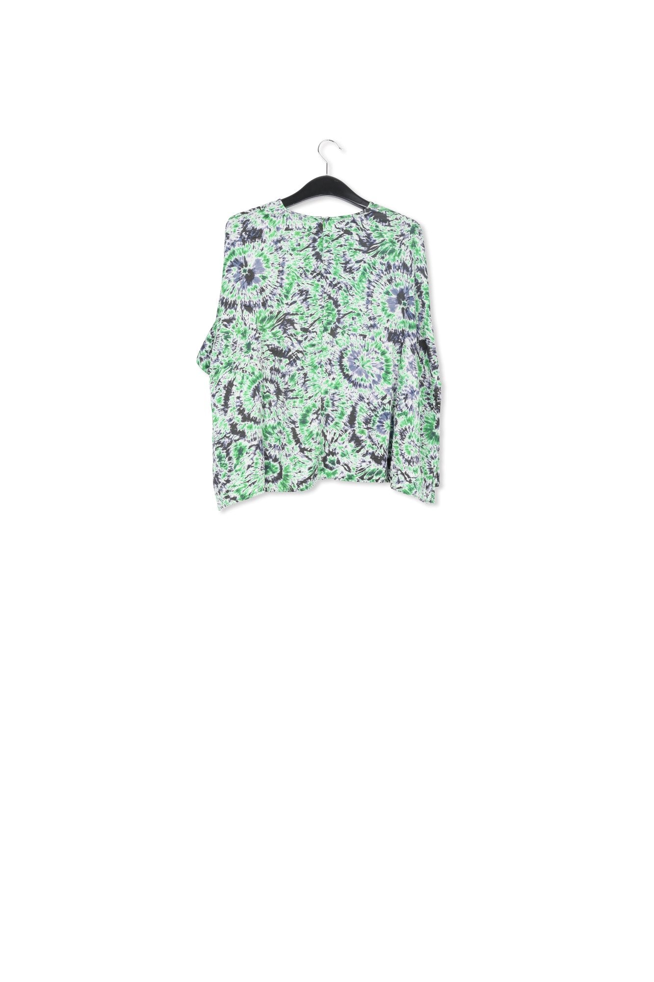Green and navy blue tie-dye printed oversized top RE—SSENTIEL | Essentiel second hand