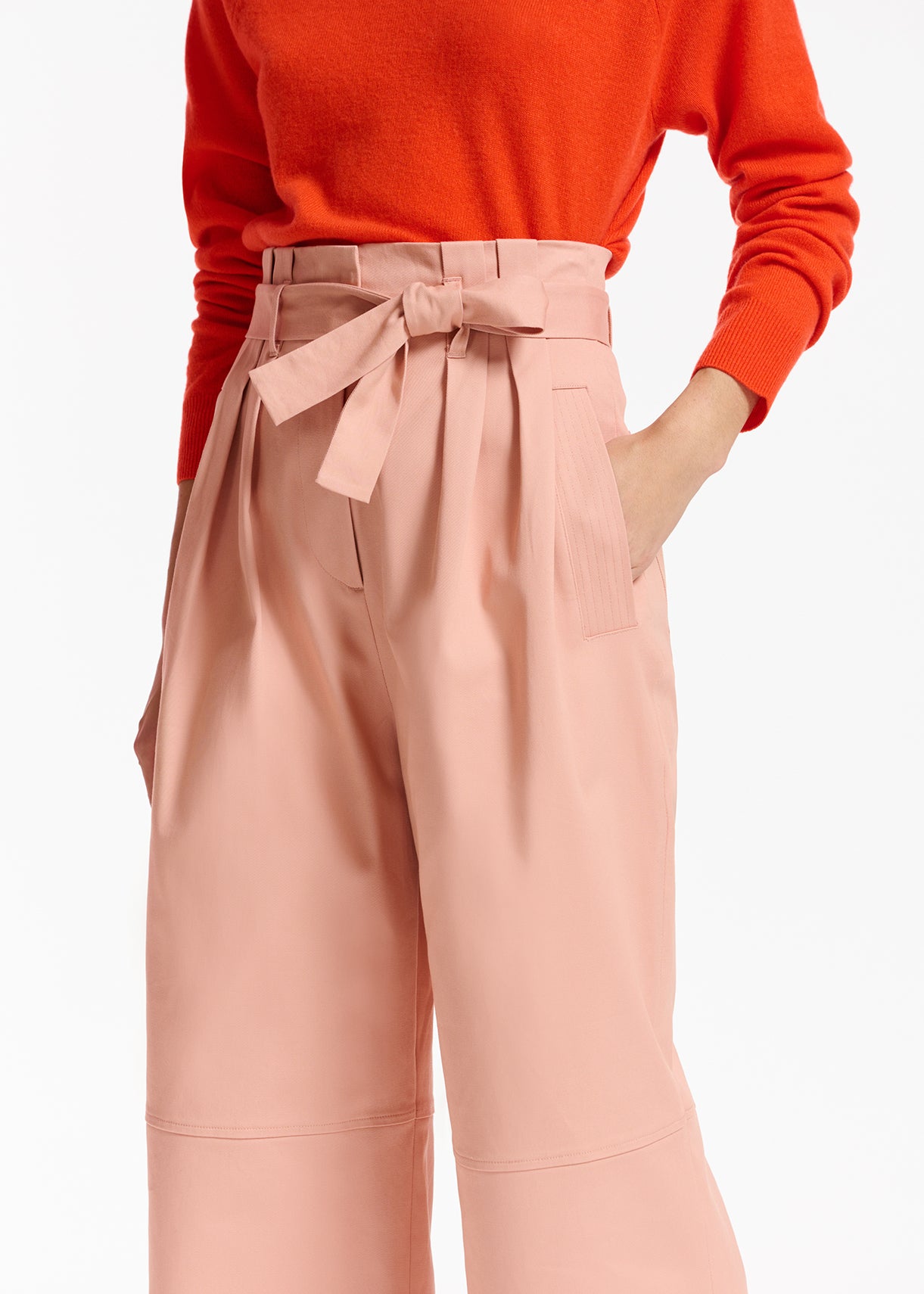 Pink belted straight-leg pants RE—SSENTIEL | Essentiel second hand