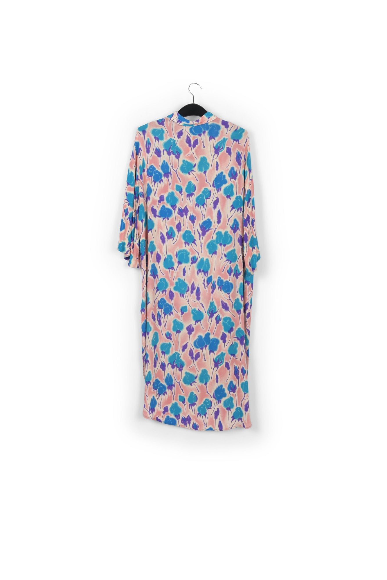 Light pink, blue and purple floral print midi-length dress RE—SSENTIEL | Essentiel second hand