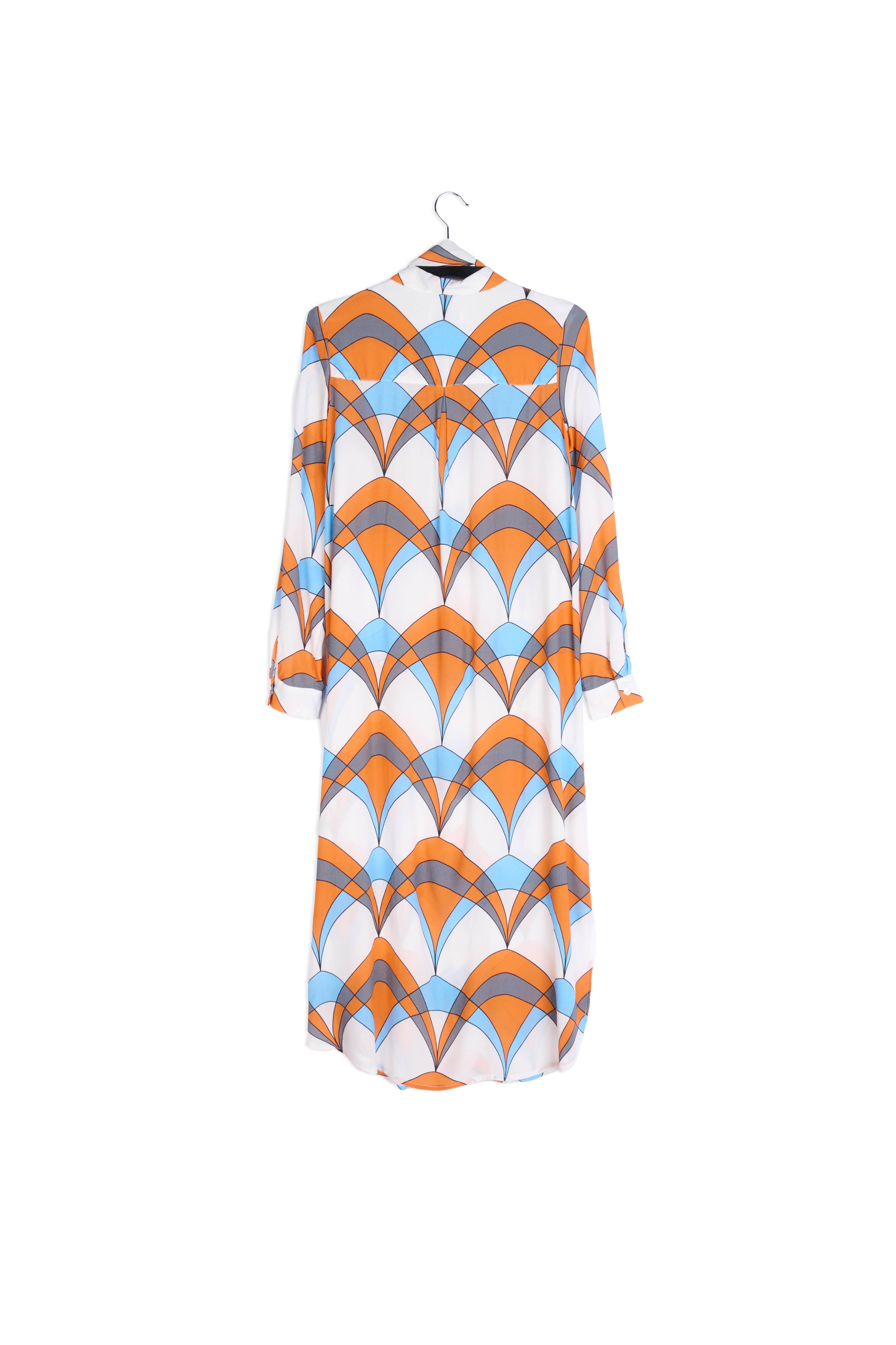 Gebroken witte overhemdjurk met grafische print RE—SSENTIEL | Essentiel second hand