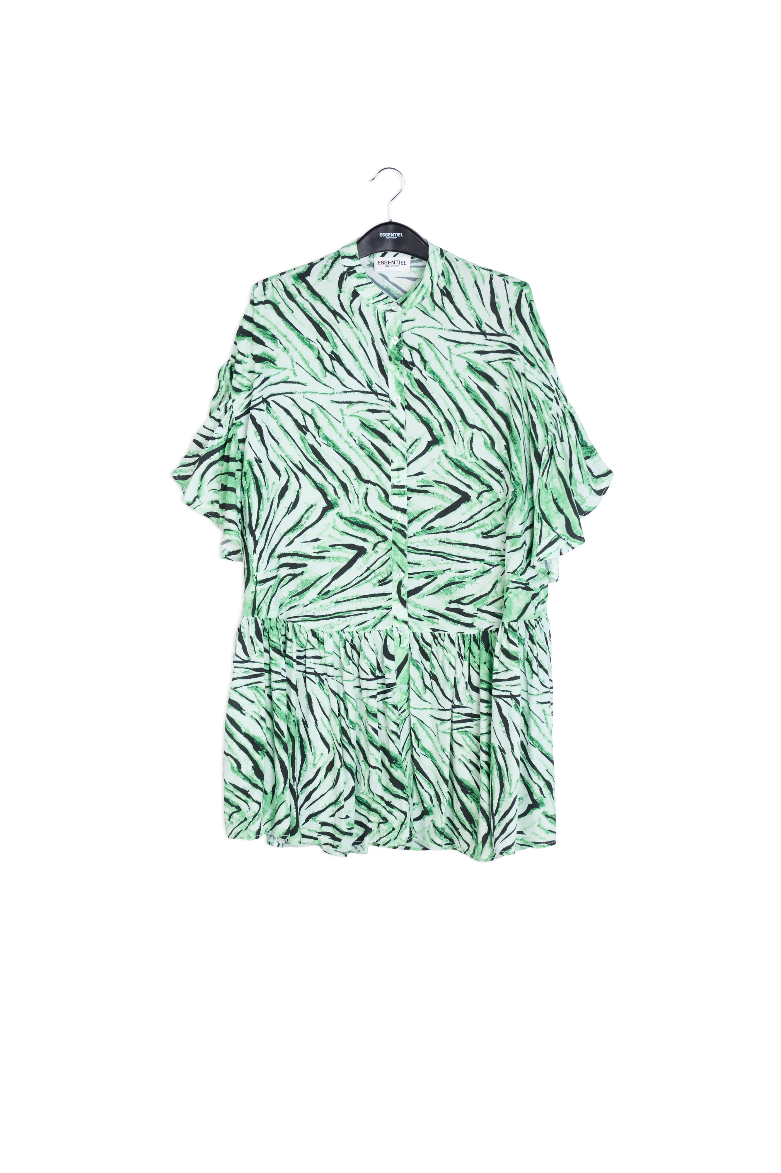 Mint green mini dress with tiger print RE—SSENTIEL | Essentiel second hand