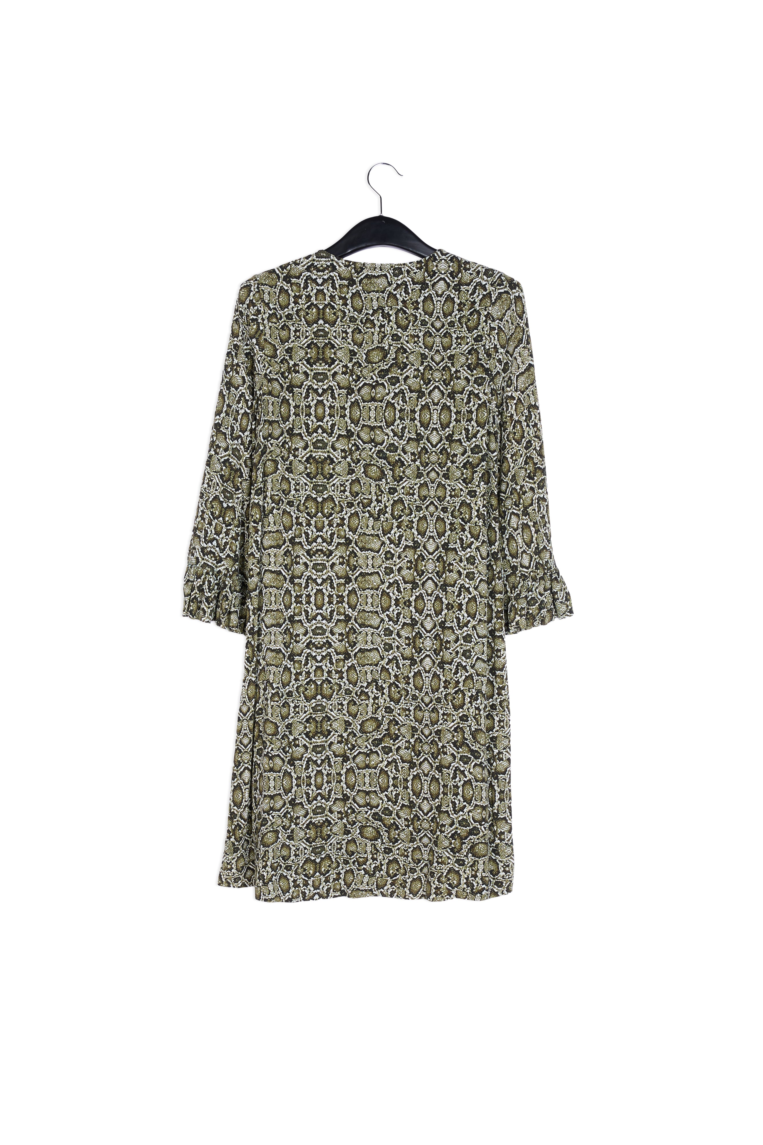 Kakigroene mini-jurk met slangenprint RE—SSENTIEL | Essentiel second hand