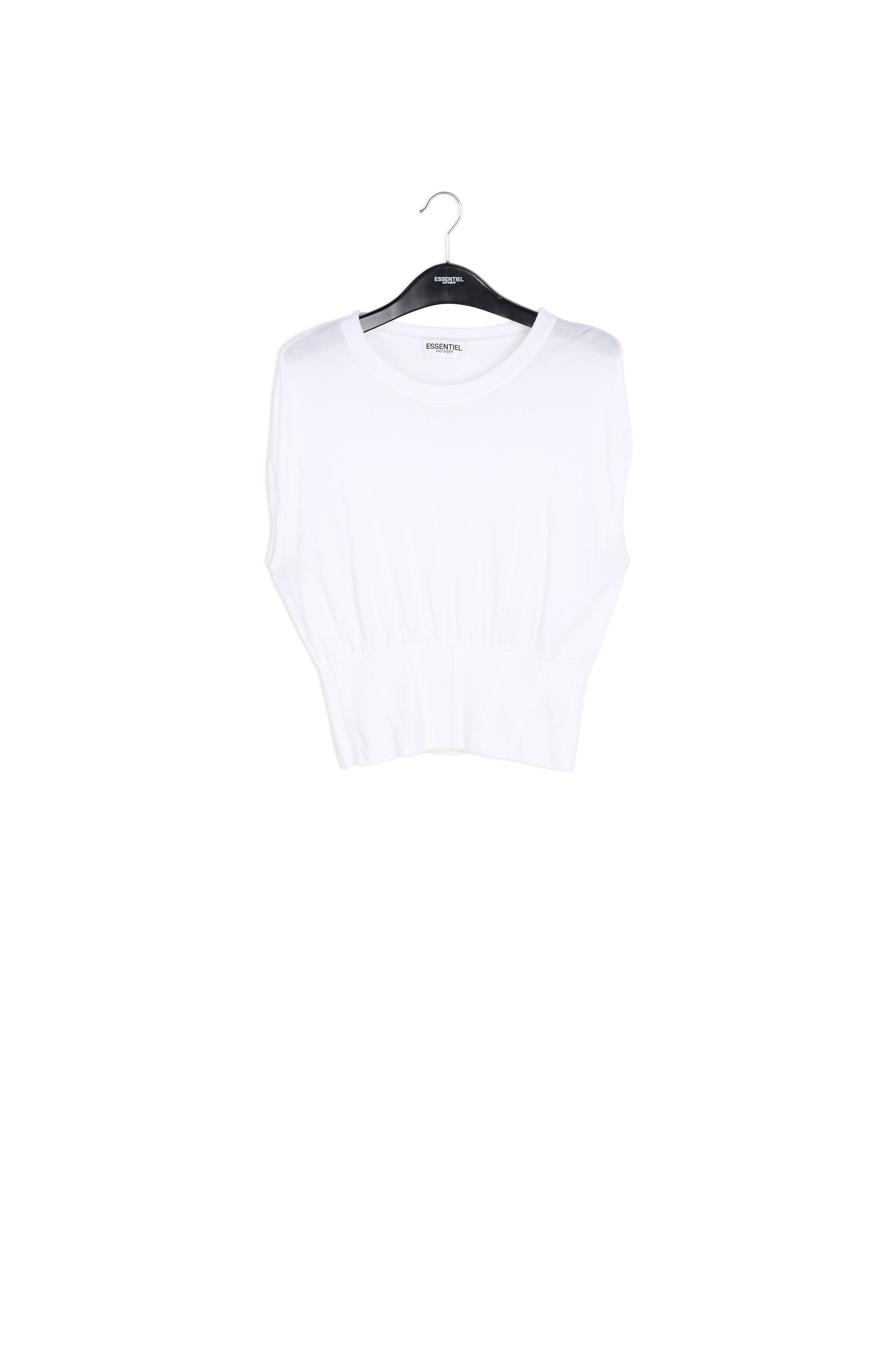 Off-white sleeveless knitted top with fitted waist RE—SSENTIEL | Essentiel second hand