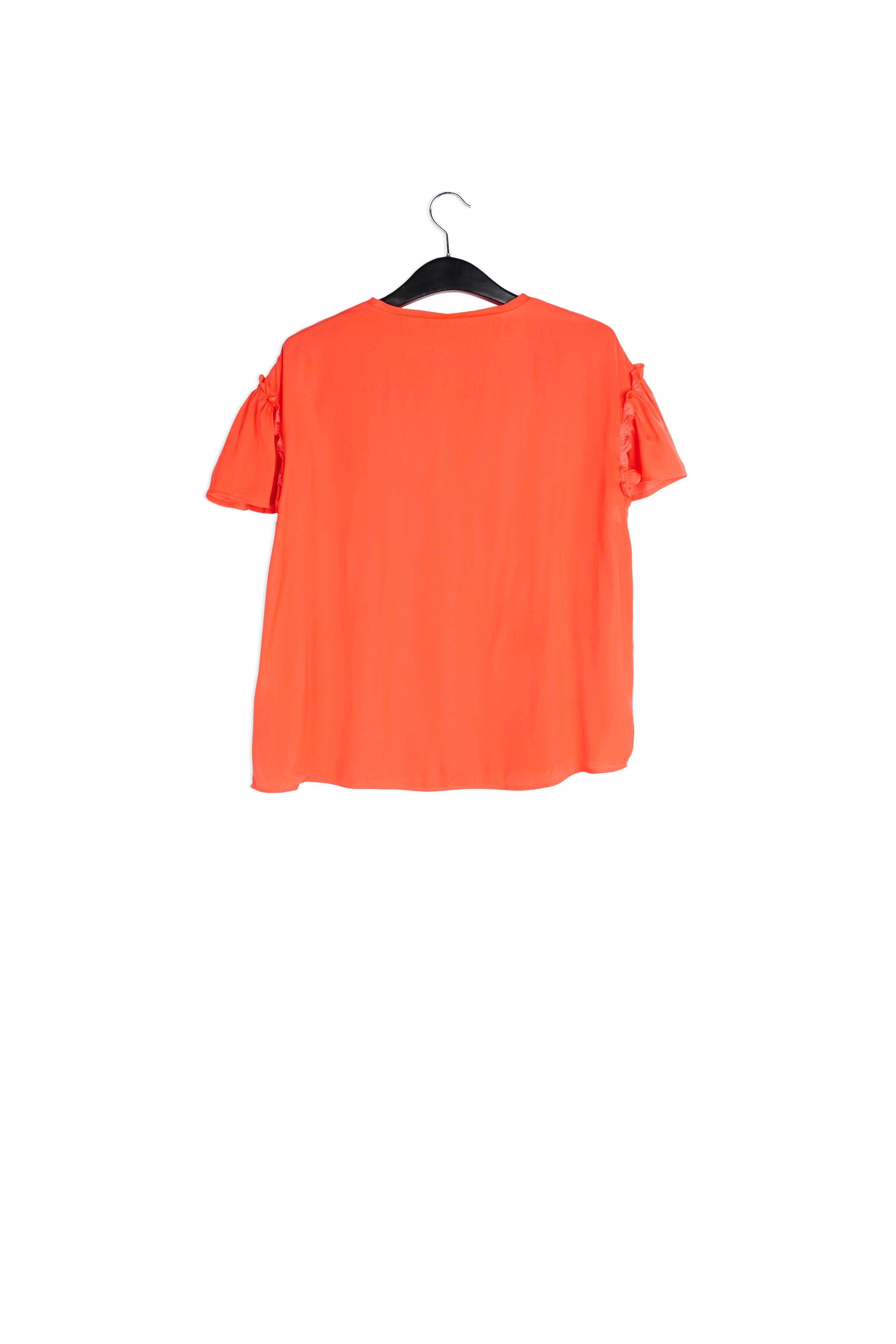 Orange ruffled short-sleeve top RE—SSENTIEL | Essentiel second hand