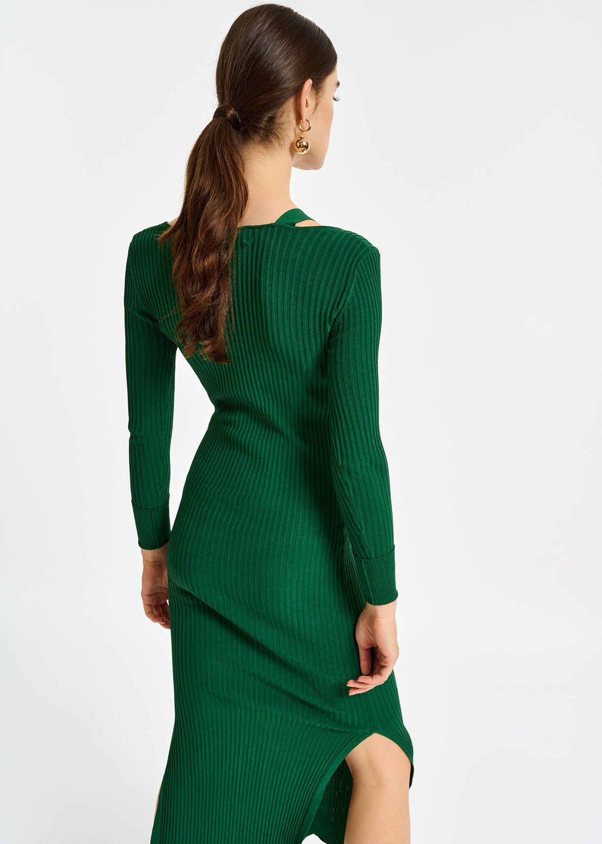 Dark green midi-length knit dress RE—SSENTIEL | Essentiel second hand