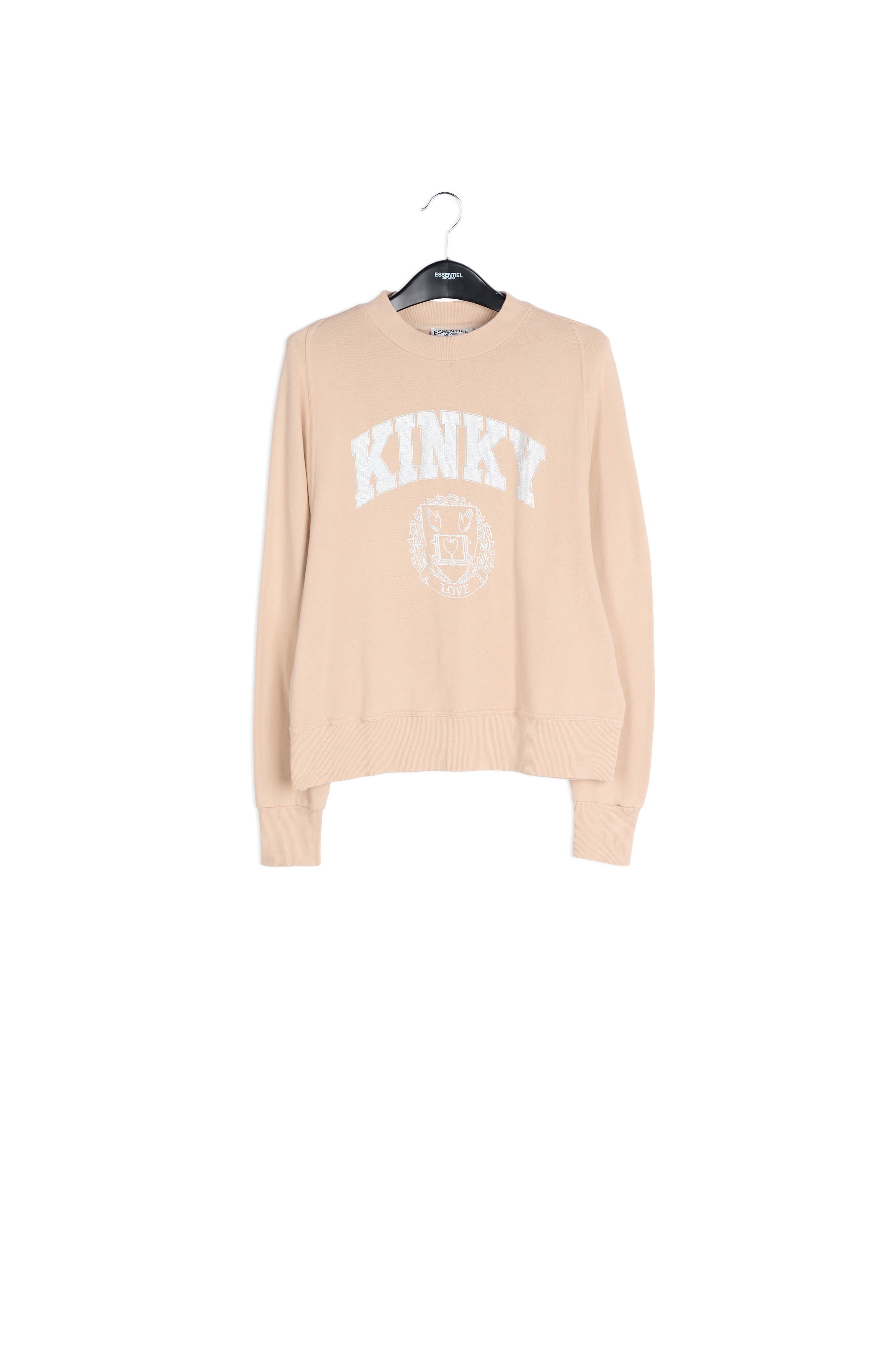 Beige cotton-jersey sweatshirt with metallic varsity print RE—SSENTIEL | Essentiel second hand