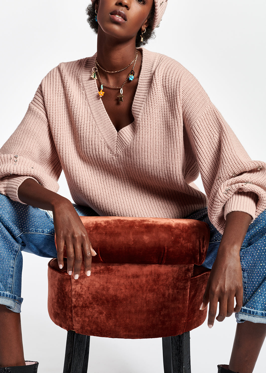 Pull rose avec strass RE—SSENTIEL | Essentiel second hand