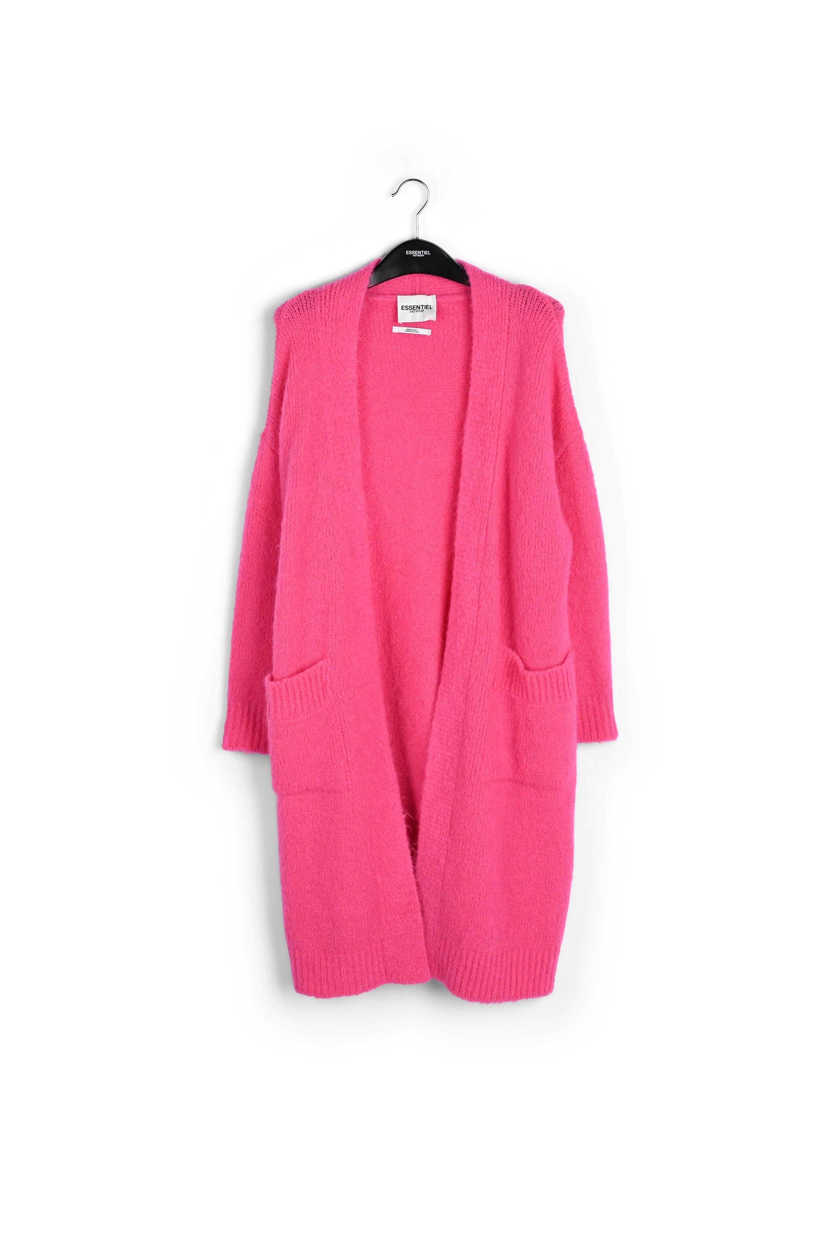 Cardigan midi en mohair mélangé rose néon RE—SSENTIEL | Essentiel second hand