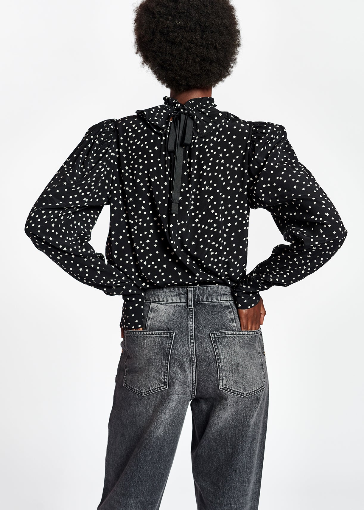 Black polka dot top RE—SSENTIEL | Essentiel second hand