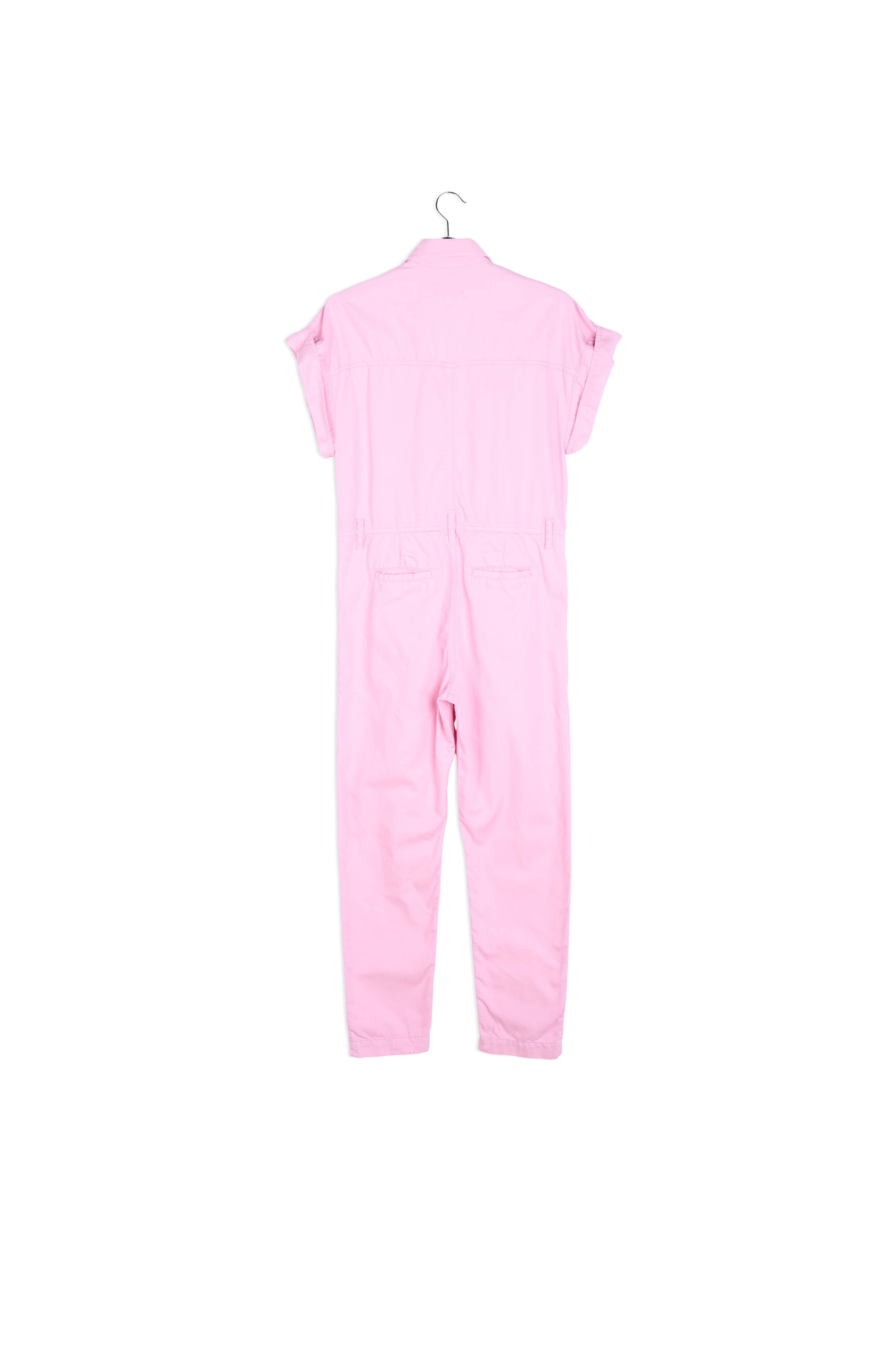 Light pink short-sleeved denim jumpsuit RE—SSENTIEL | Essentiel second hand