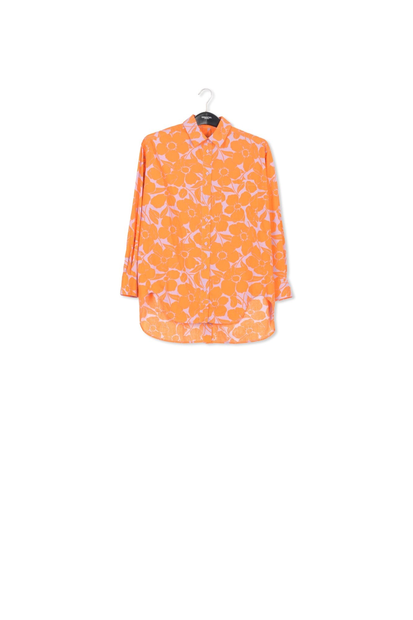 Lilac and orange cotton shirt with floral print RE—SSENTIEL | Essentiel second hand
