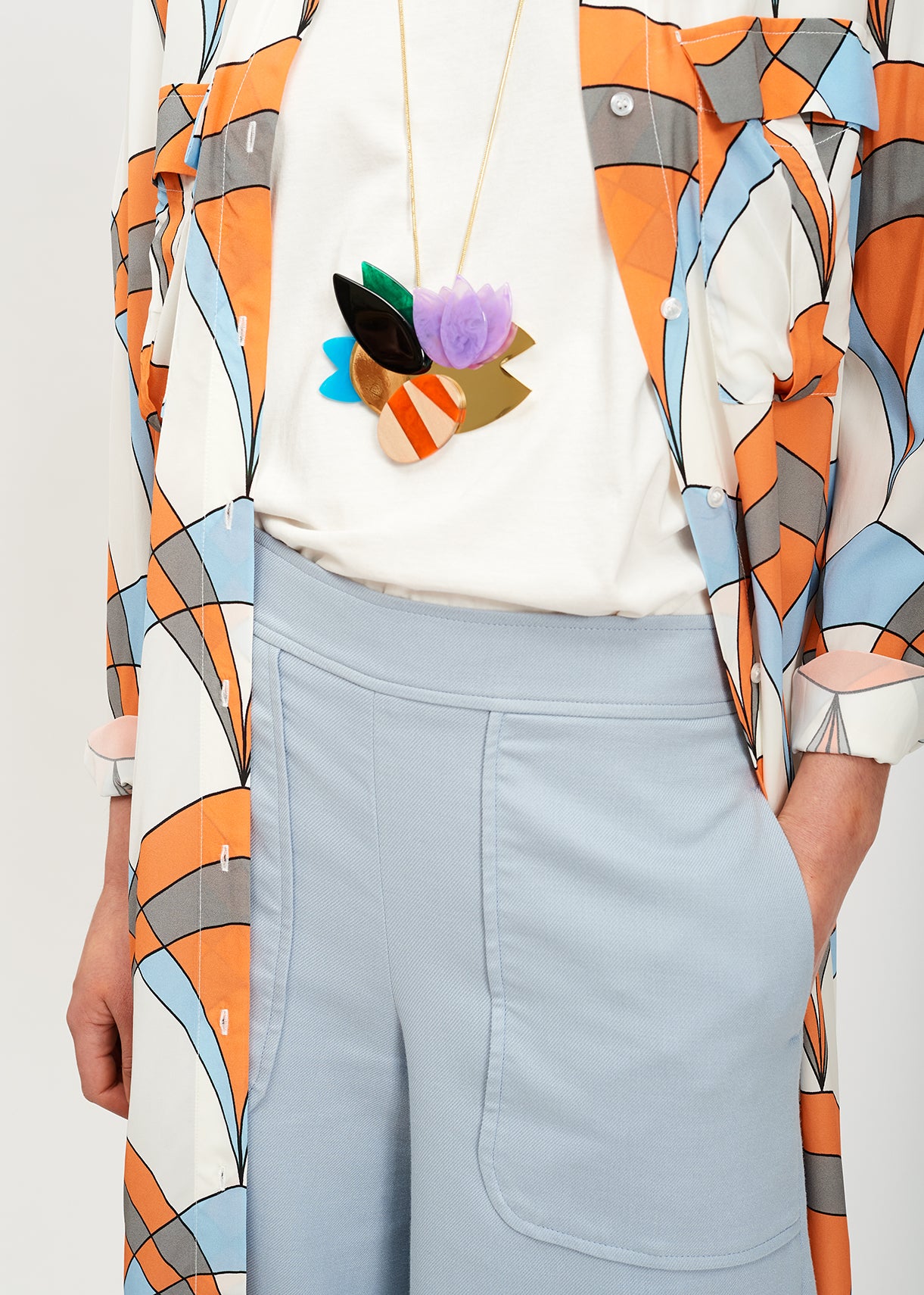 Off-white graphic print shirt dress RE—SSENTIEL | Essentiel second hand
