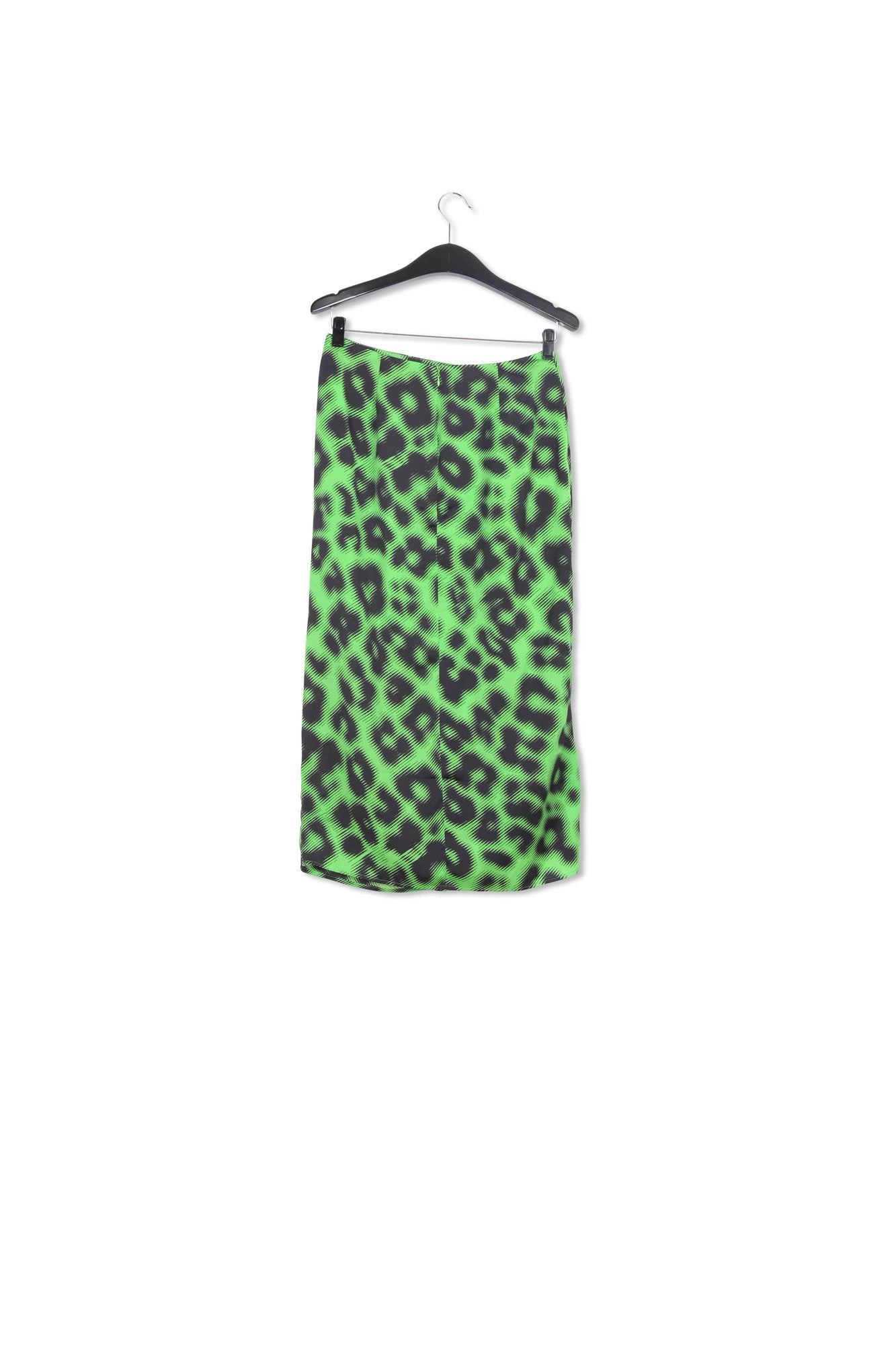 Green draped midi-length skirt with leopard print RE—SSENTIEL | Essentiel second hand