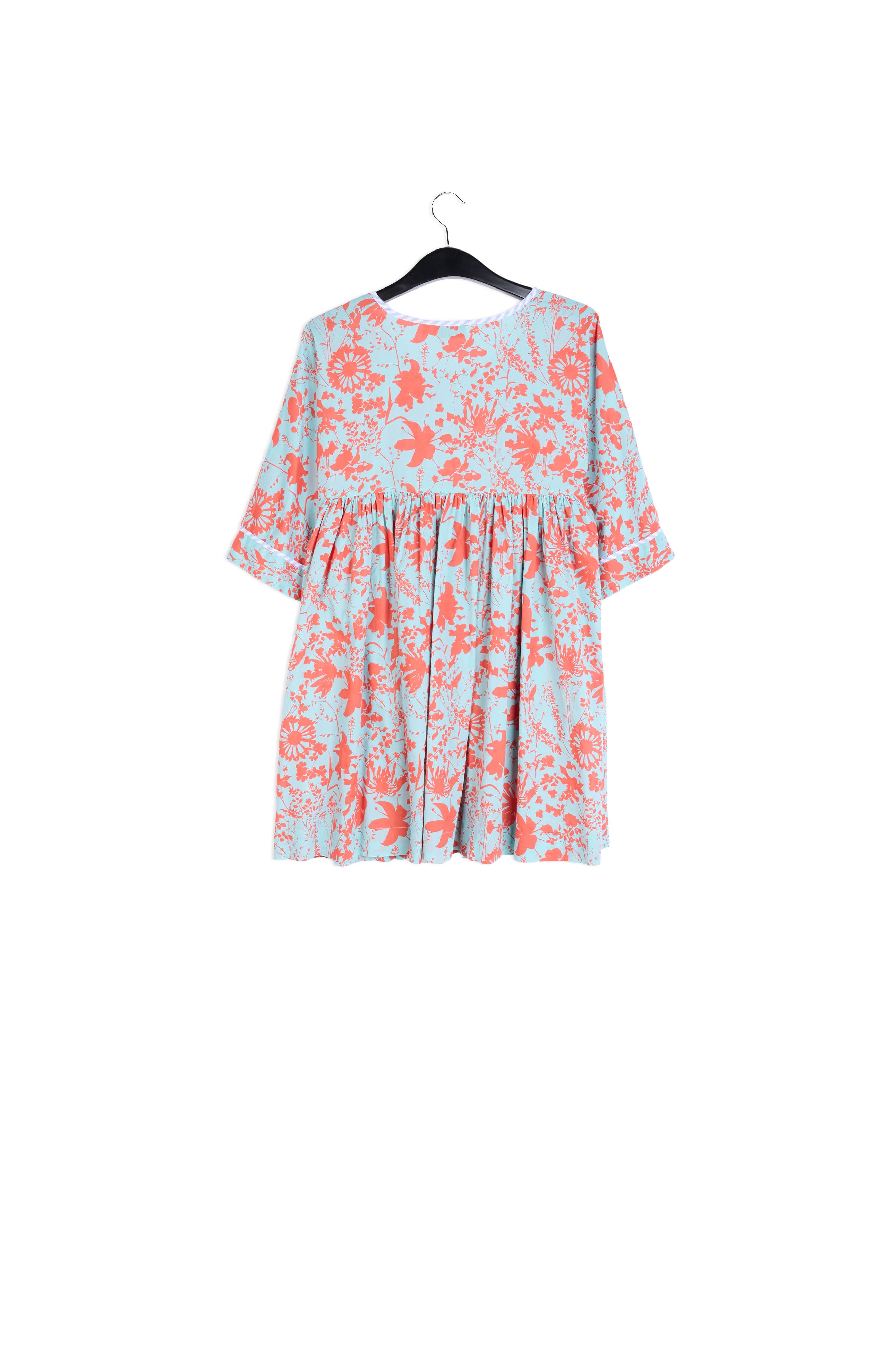 Groen en blauw gebloemd mini-jurkje RE—SSENTIEL | Essentiel second hand