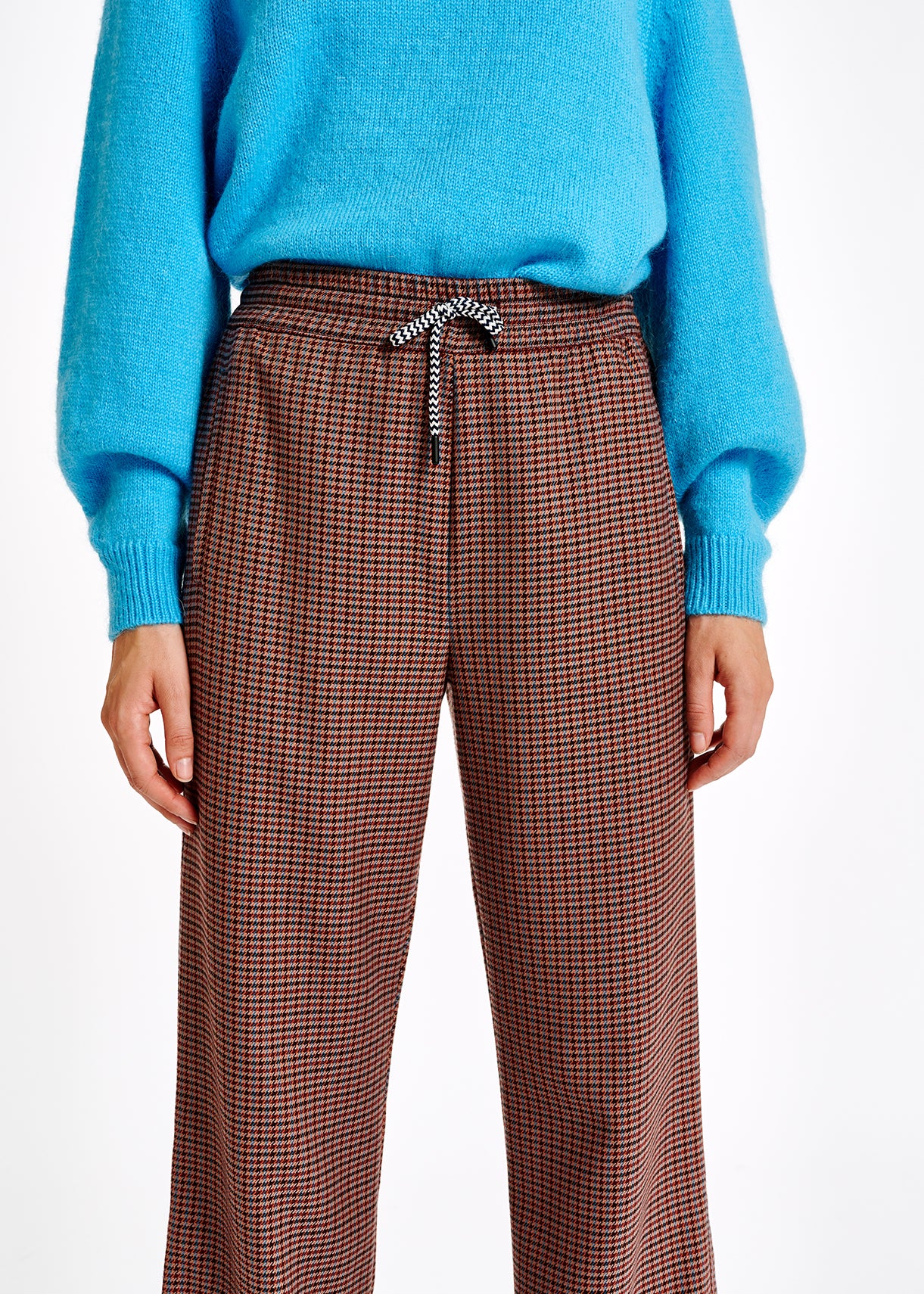 Pantalon brun en pied-de-poule RE—SSENTIEL | Essentiel second hand