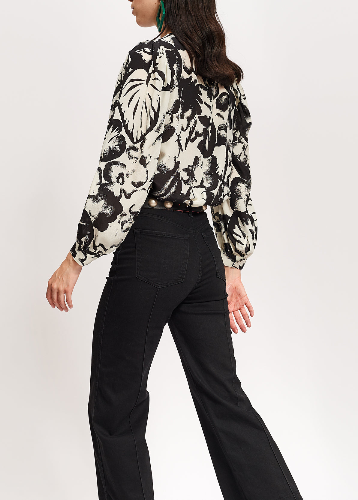 Off-white botanical-print silk blouse RE—SSENTIEL | Essentiel second hand