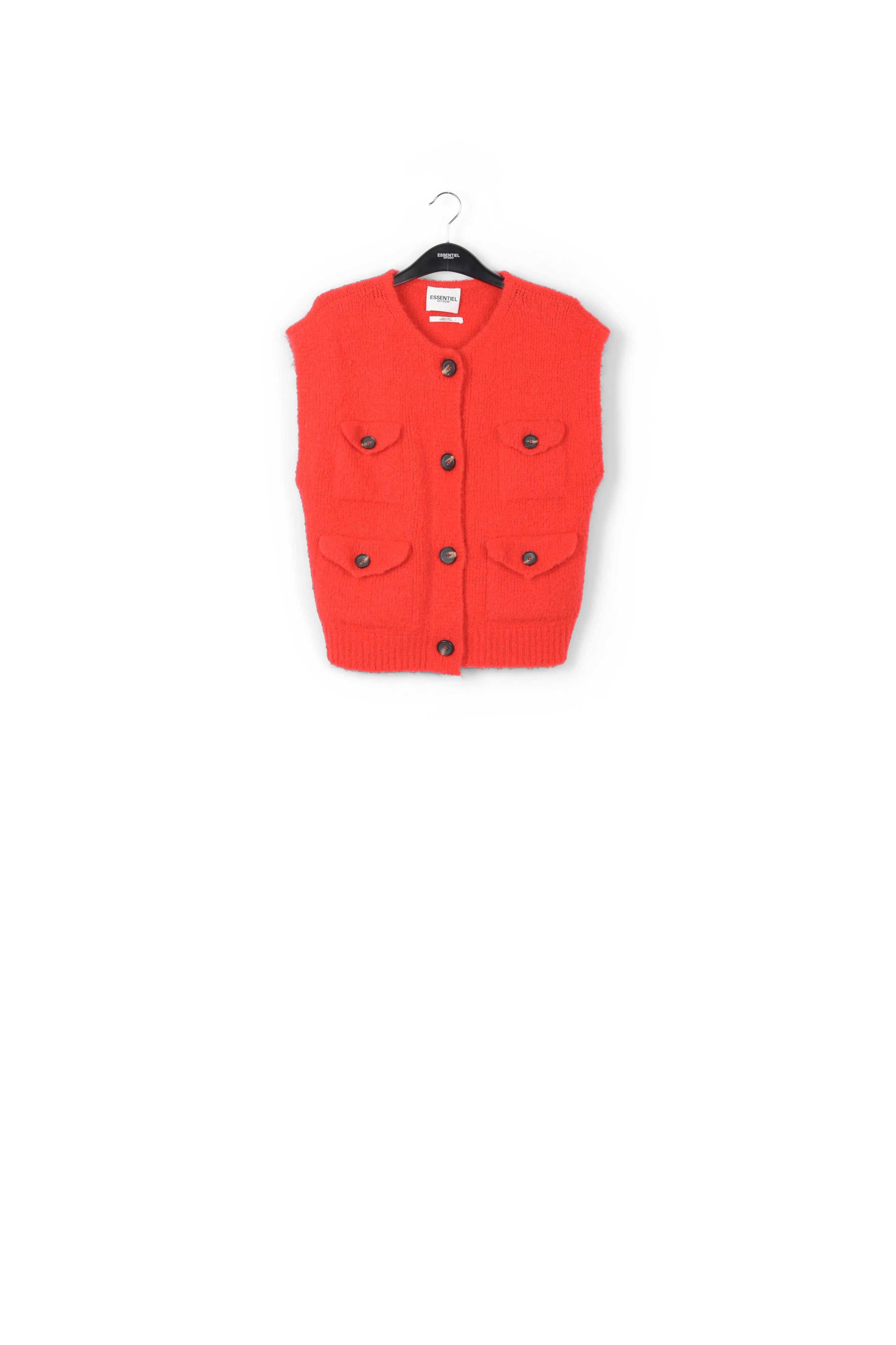 Red sleeveless mohair-blend cardigan RE—SSENTIEL | Essentiel second hand