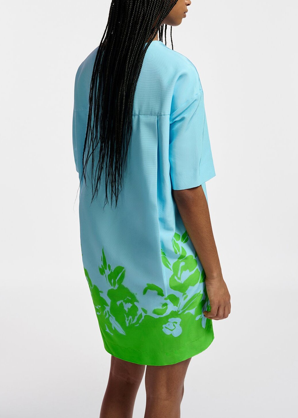 Blue and green floral print mini dress RE—SSENTIEL | Essentiel second hand