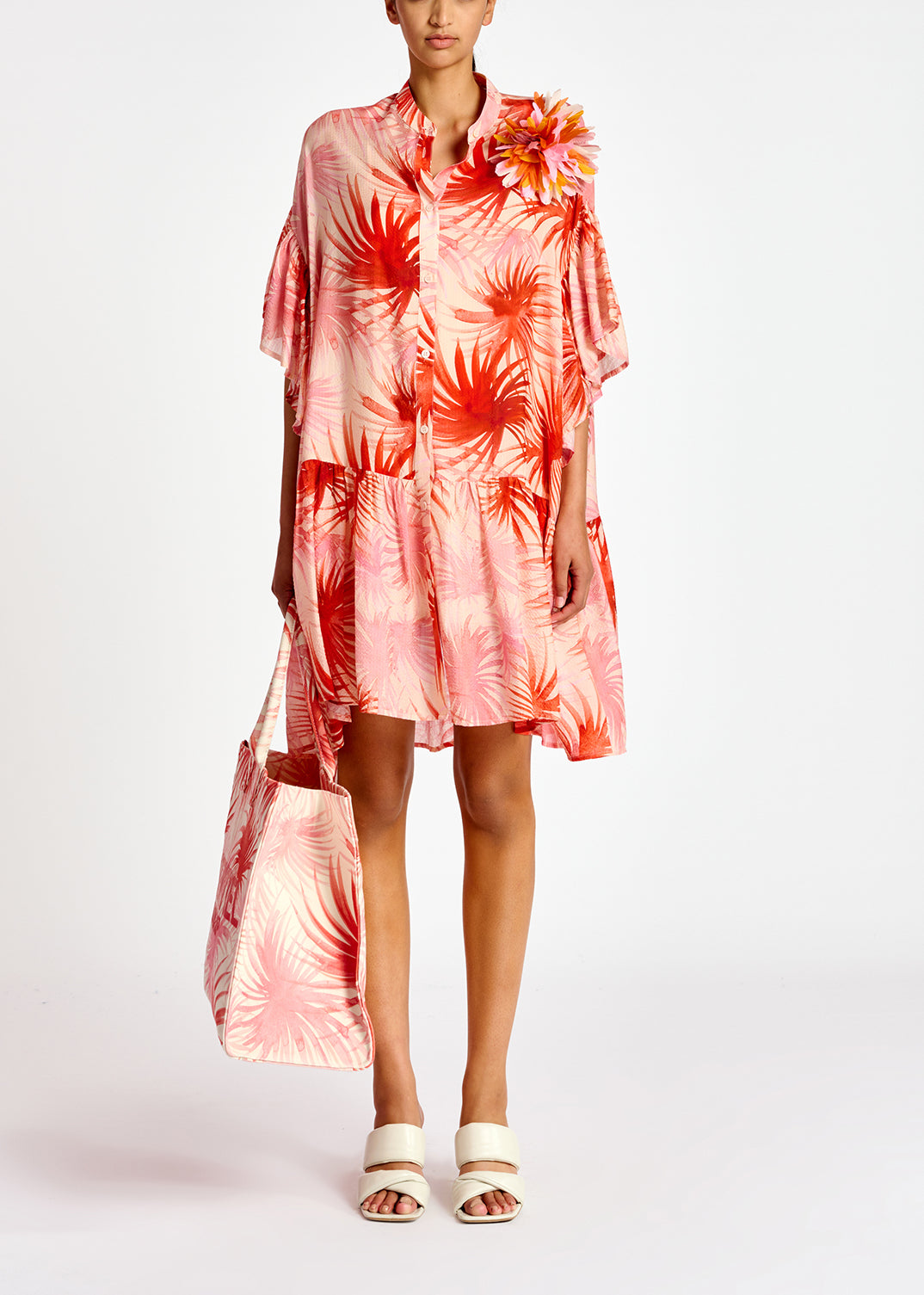 Mini robe orange à imprimé feuilles de palmier RE—SSENTIEL | Essentiel second hand