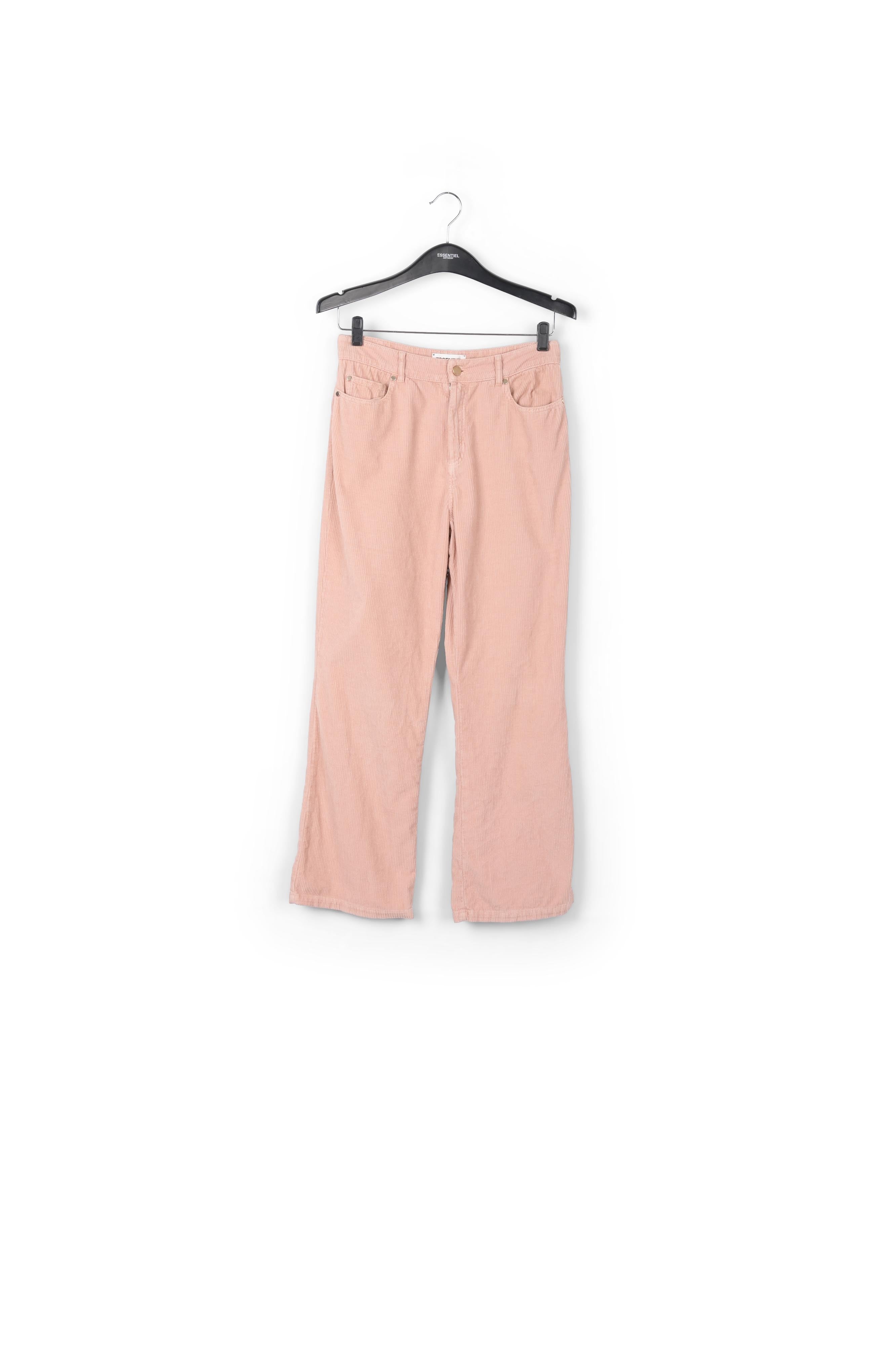 Vintage roze fluwelen broek met uitlopende pijpen RE—SSENTIEL | Essentiel second hand