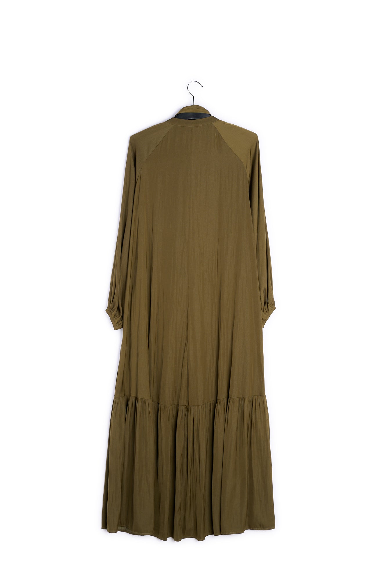 Khaki green long-sleeved maxi dress RE—SSENTIEL | Essentiel second hand