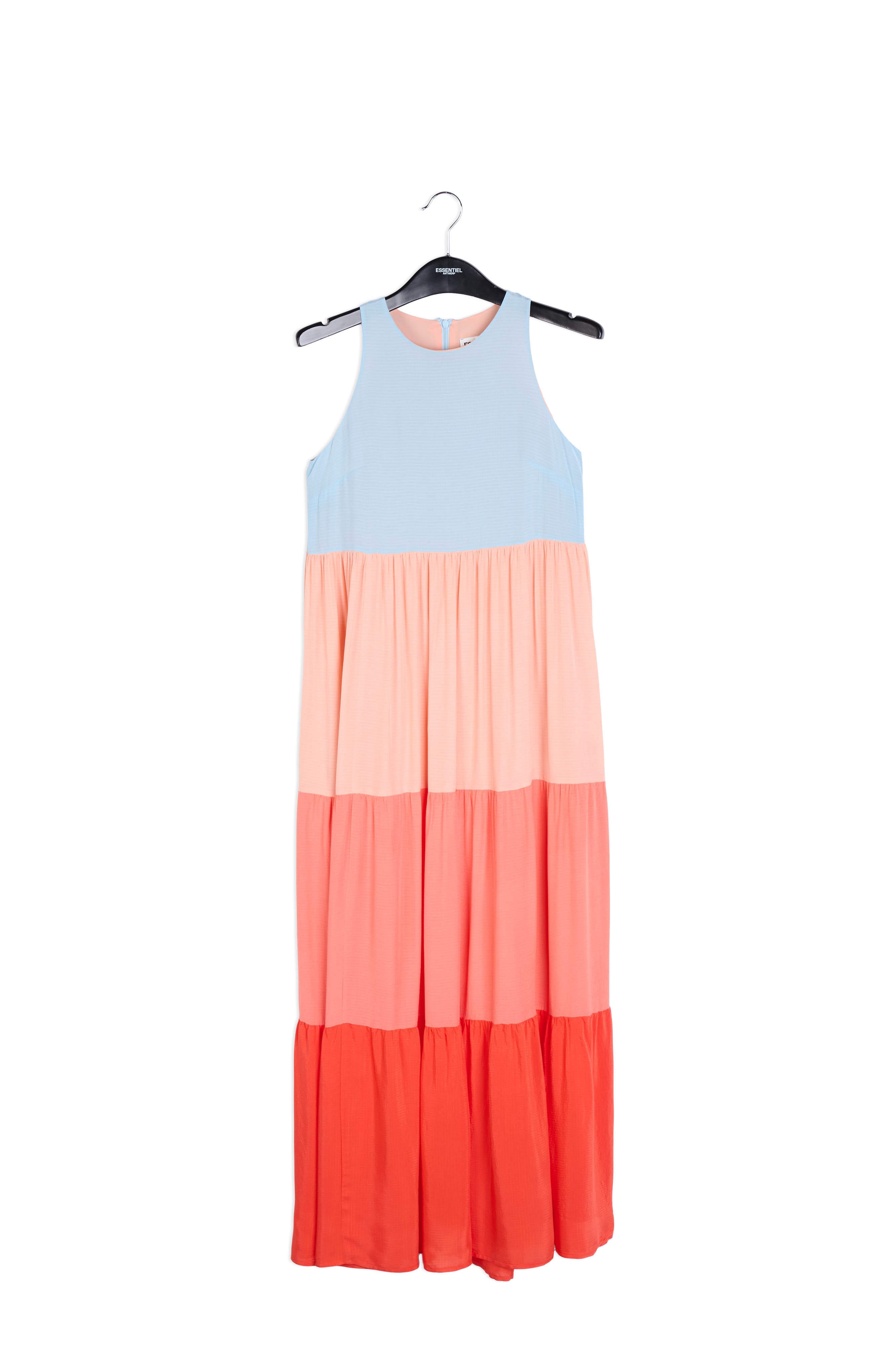 Light blue, orange and red color-blocking effect maxi dress RE—SSENTIEL | Essentiel second hand