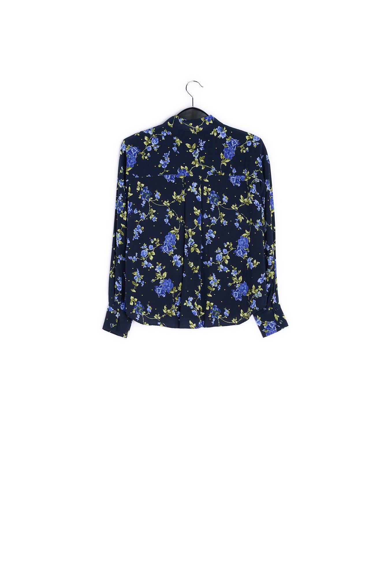 Dark bluefloral print shirt with rhinestones RE—SSENTIEL | Essentiel second hand