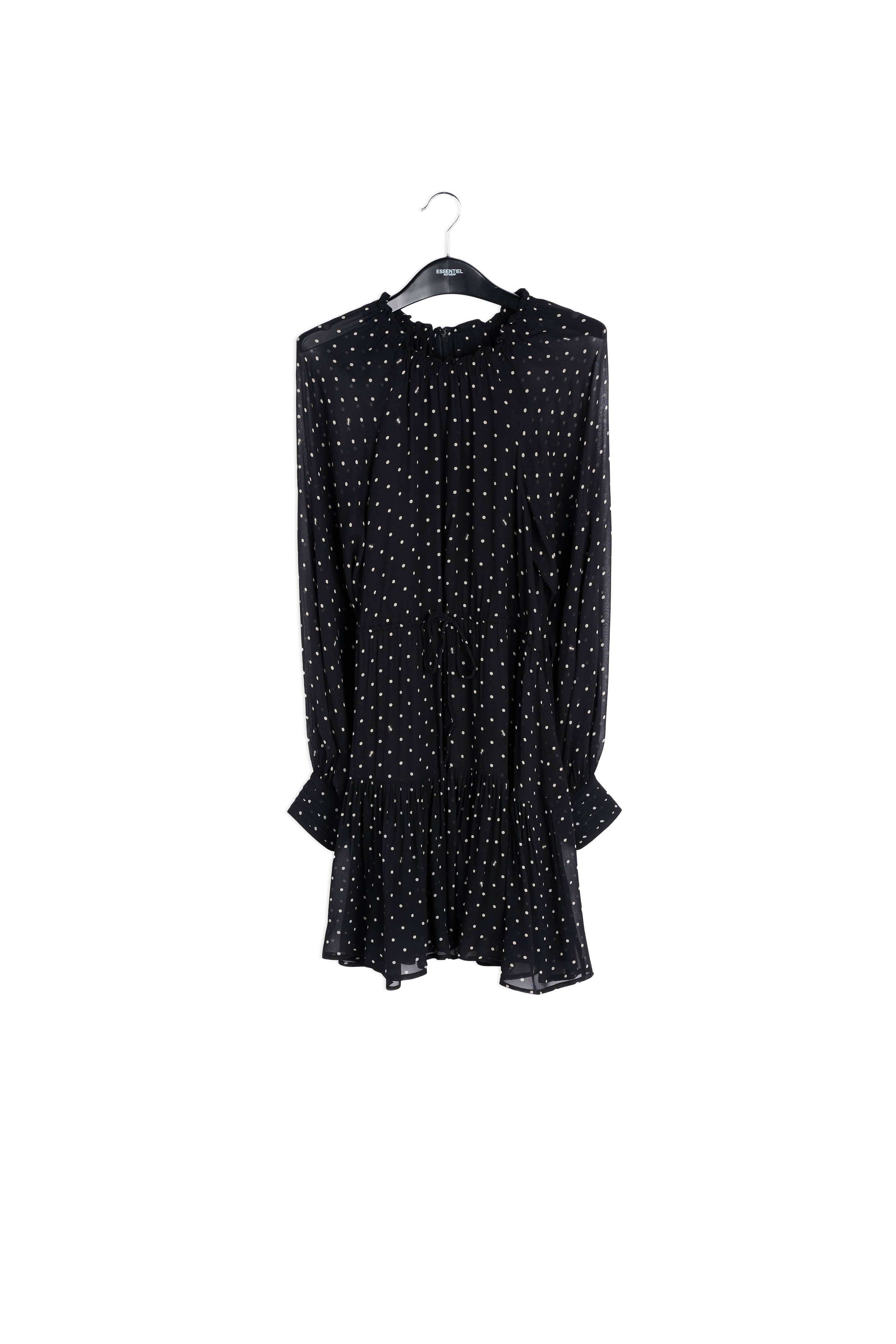 Black and off-white dotted mini dress RE—SSENTIEL | Essentiel second hand