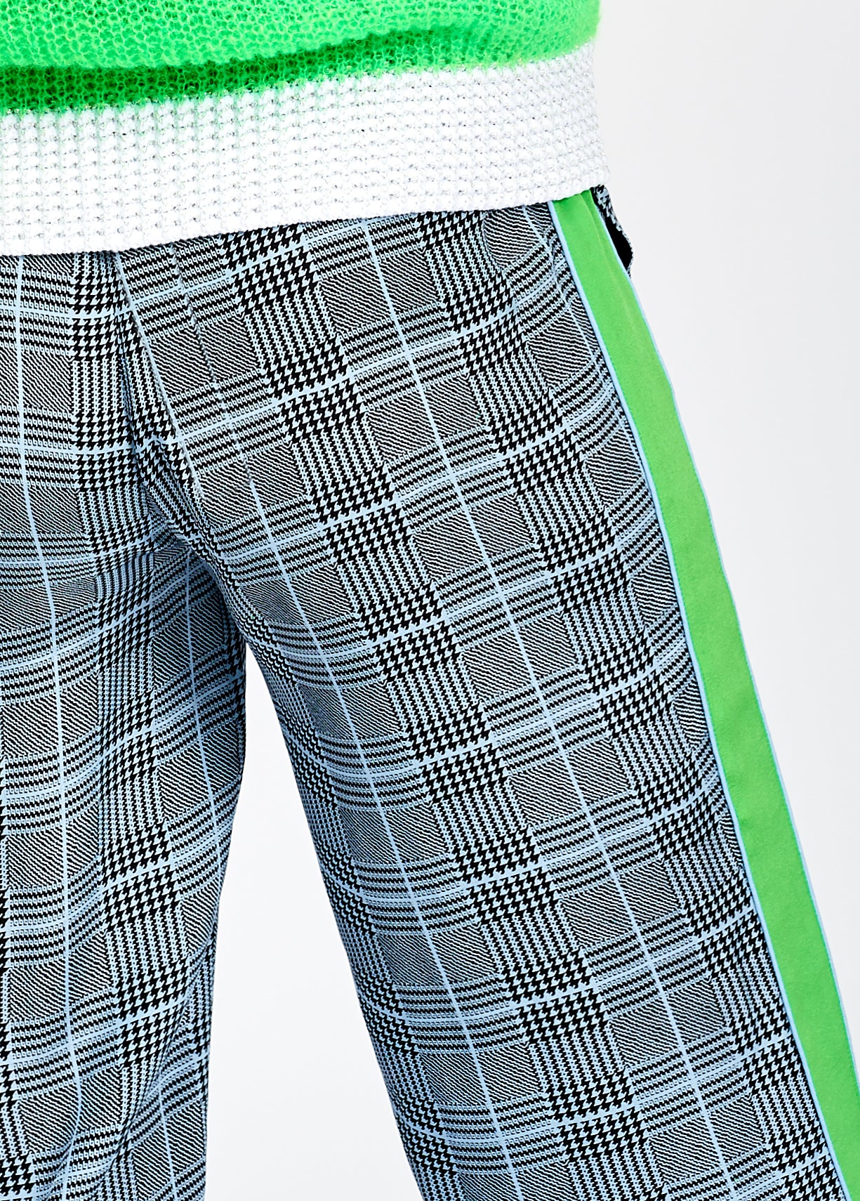 Large check silk print trousers with contrasting stripe RE—SSENTIEL | Essentiel second hand